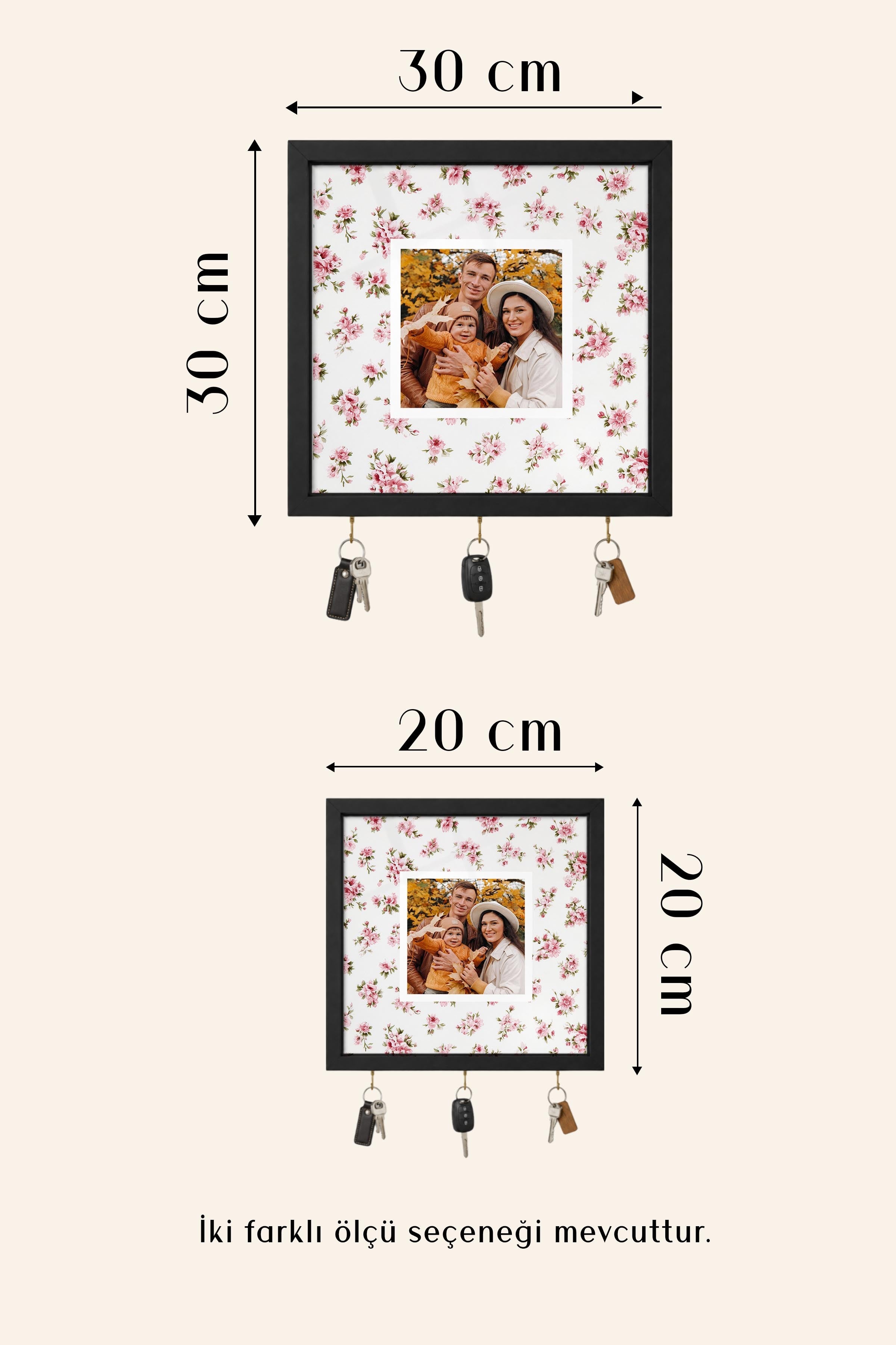 Kişiye Özel Tablo Anahtarlık, Photobooth Stili Beyaz Fotoğraf Çerçevesi, Vintage Duvar Dekoru