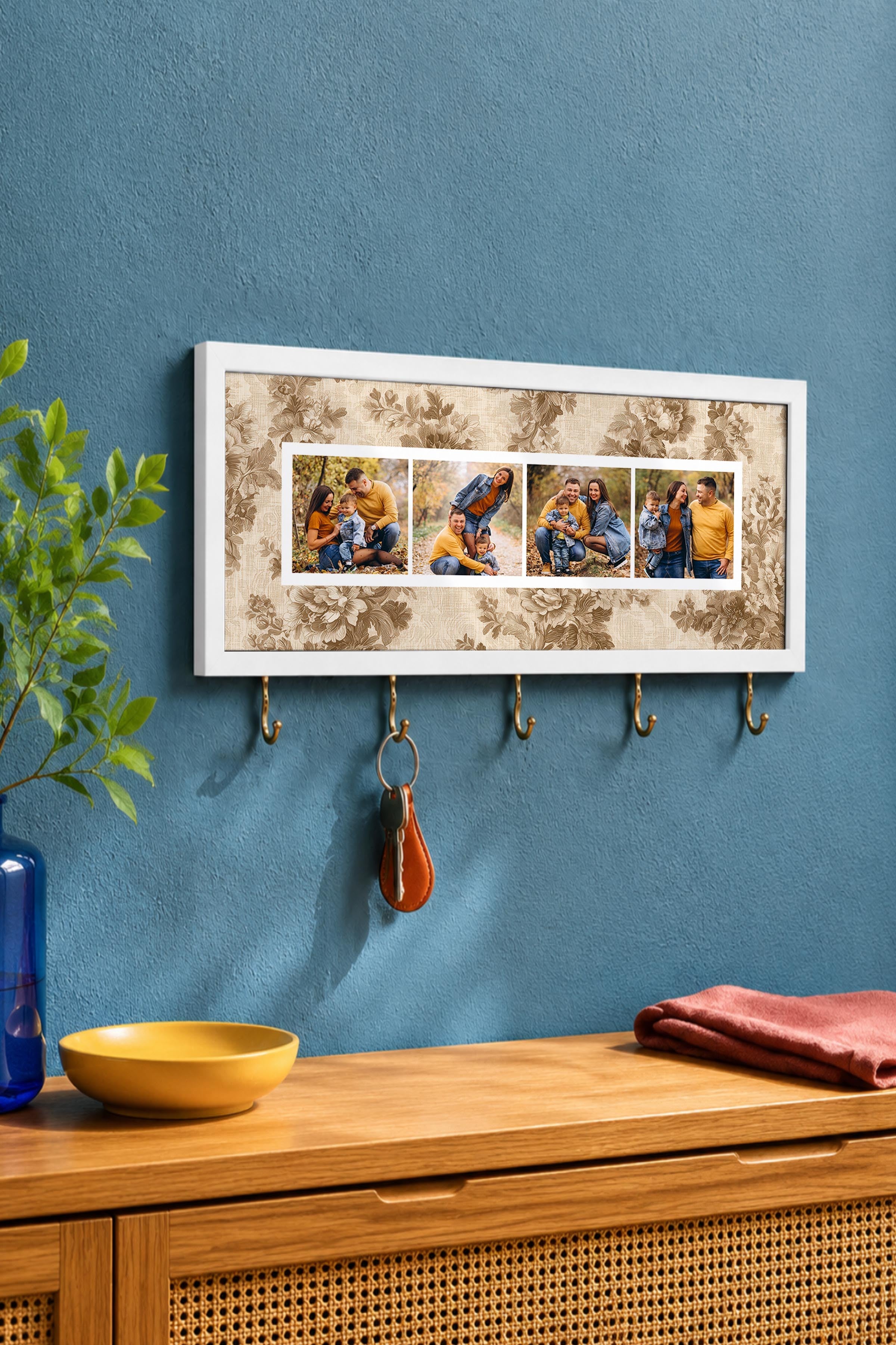 Kişiye Özel Tablo Anahtarlık, Photobooth Stili Beyaz Fotoğraf Çerçevesi, Vintage Duvar Dekoru