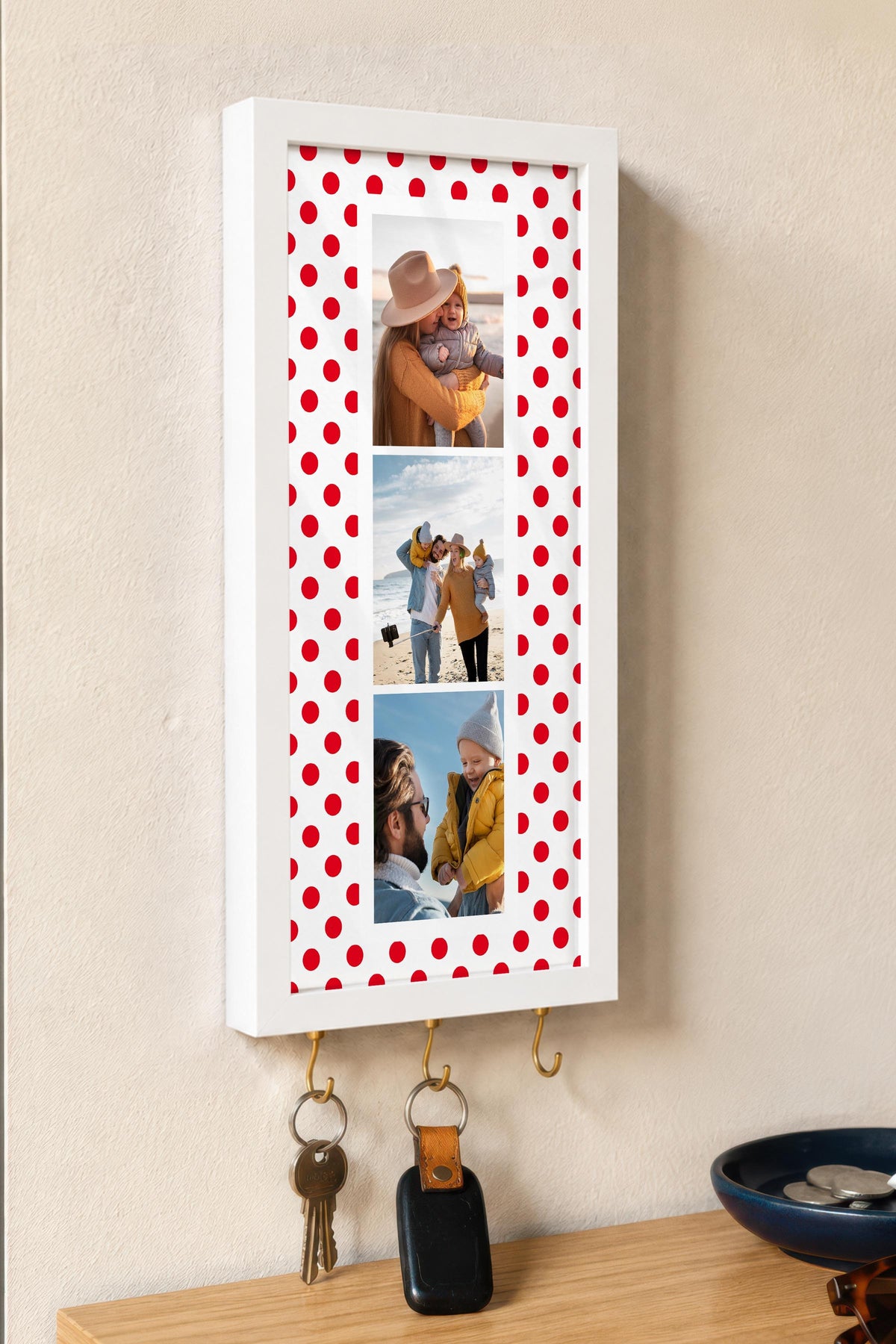 Kişiye Özel Tablo Anahtarlık, Photobooth Stili Beyaz Fotoğraf Çerçevesi, Vintage Duvar Dekoru
