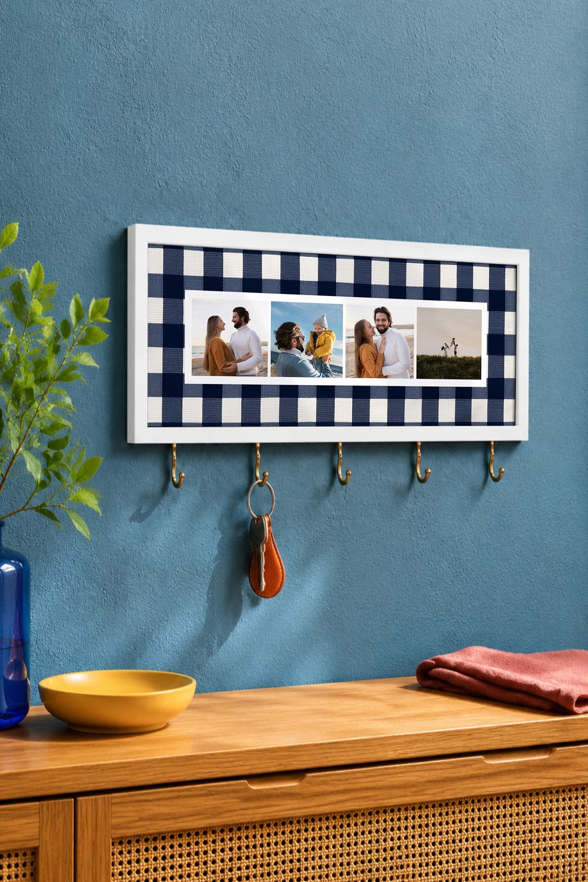 Kişiye Özel Tablo Anahtarlık, Photobooth Stili Beyaz Fotoğraf Çerçevesi, Vintage Duvar Dekoru