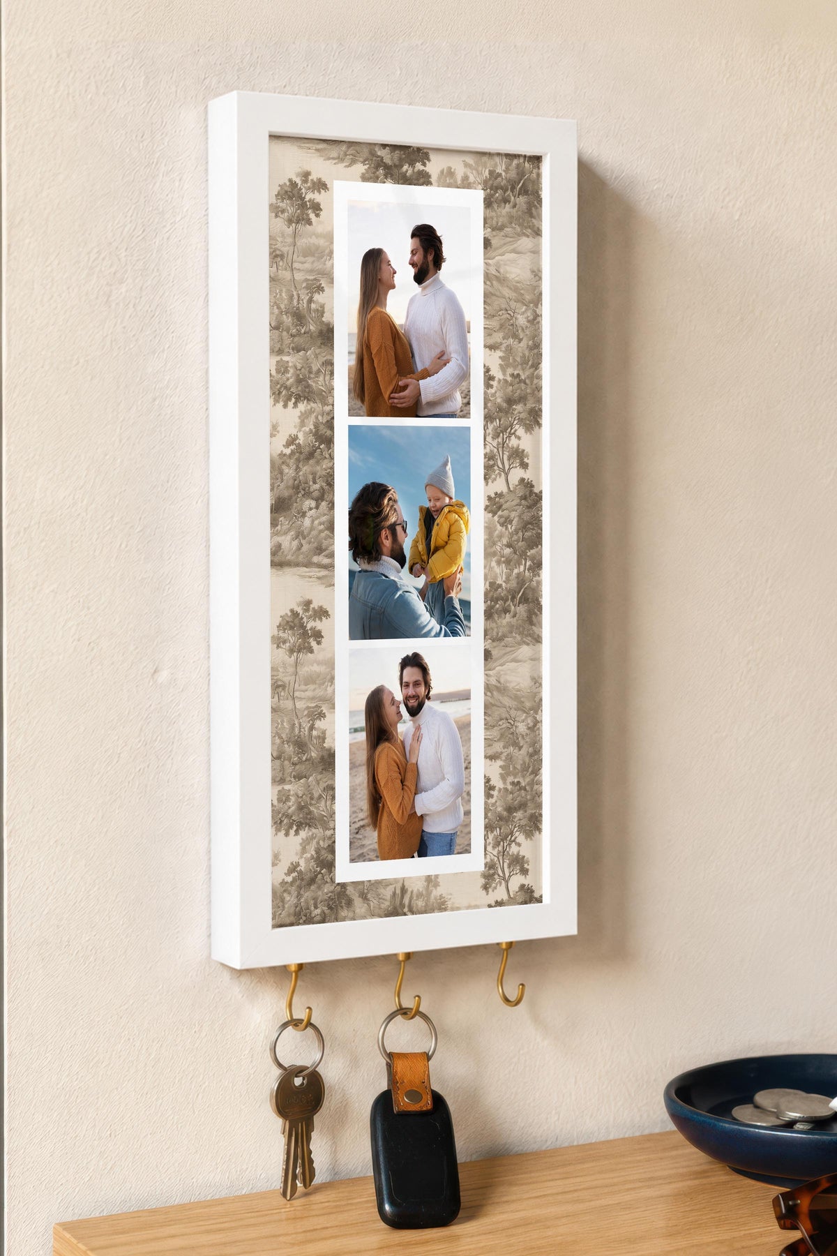 Kişiye Özel Tablo Anahtarlık, Photobooth Stili Beyaz Fotoğraf Çerçevesi, Vintage Duvar Dekoru