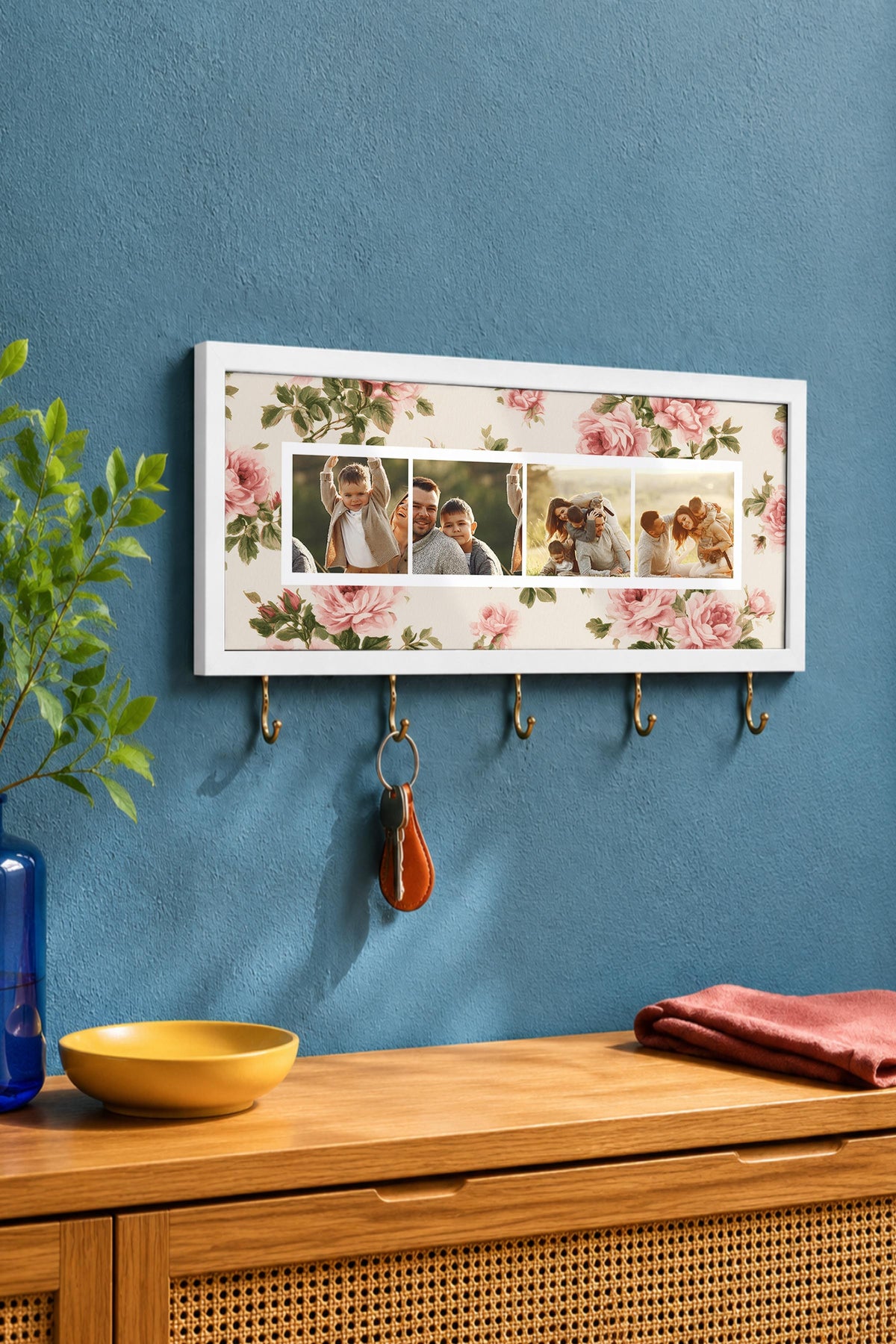 Kişiye Özel Tablo Anahtarlık, Photobooth Stili Beyaz Fotoğraf Çerçevesi, Vintage Duvar Dekoru