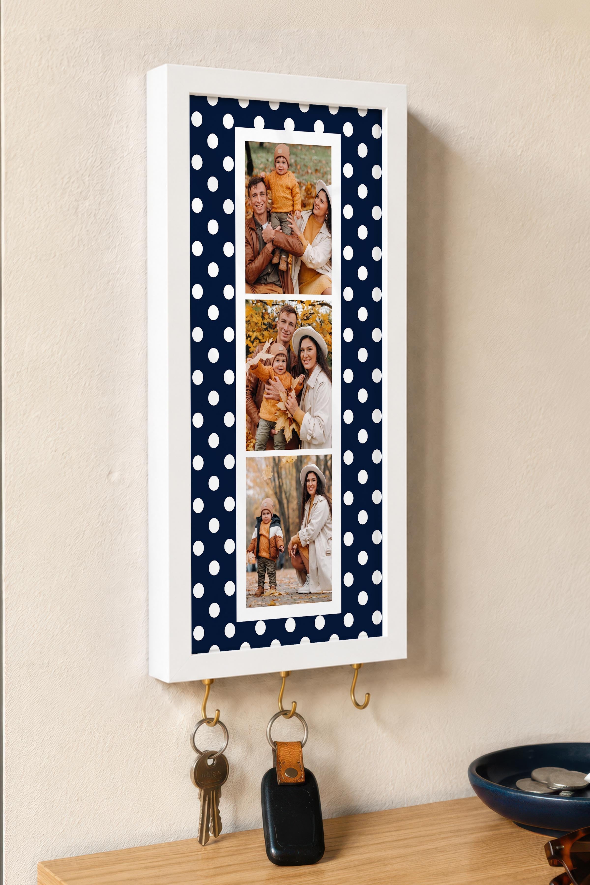 Kişiye Özel Tablo Anahtarlık, Photobooth Stili Beyaz Fotoğraf Çerçevesi, Vintage Duvar Dekoru