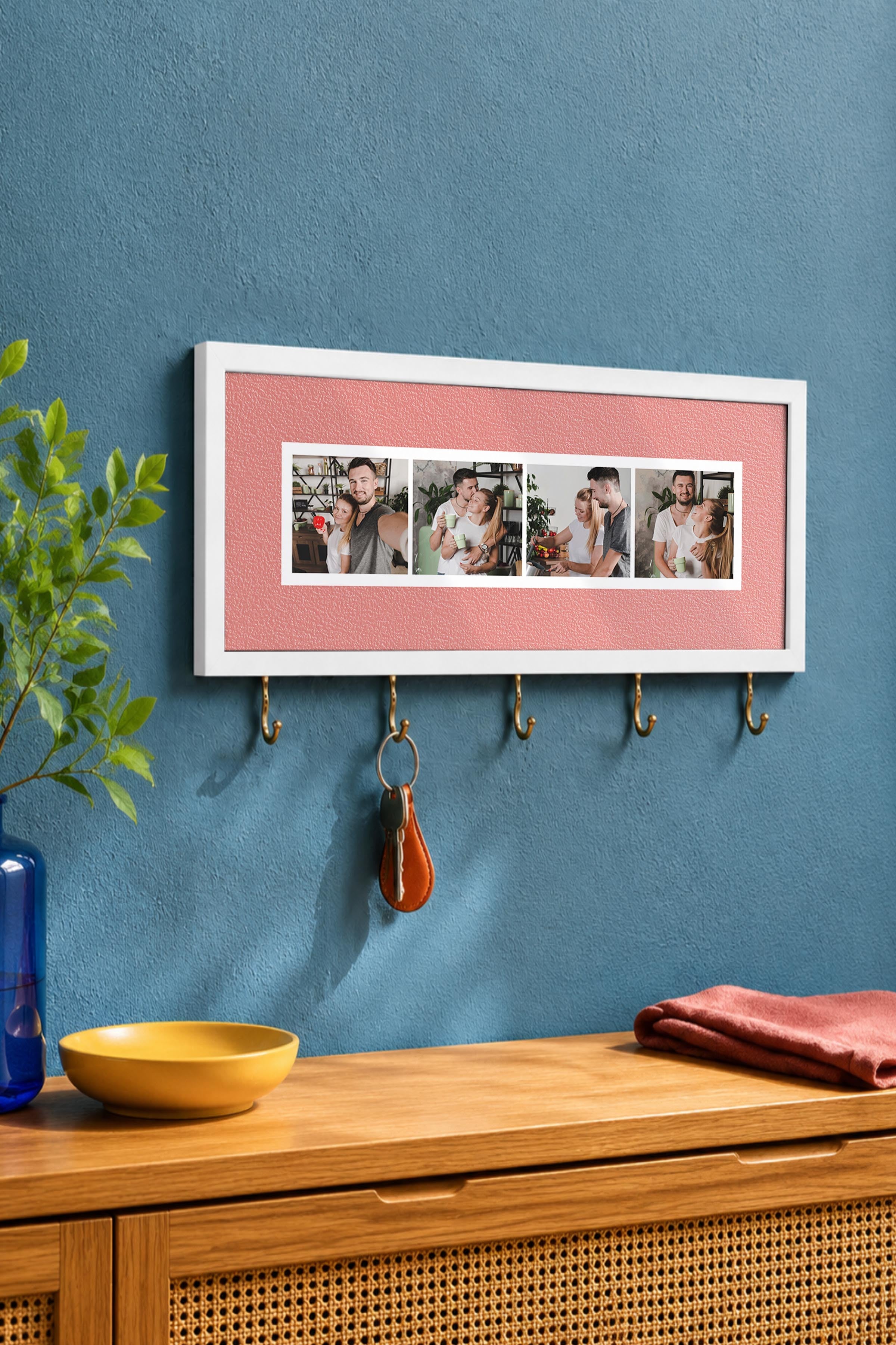 Kişiye Özel Tablo Anahtarlık, Photobooth Stili Beyaz Fotoğraf Çerçevesi, Vintage Duvar Dekoru