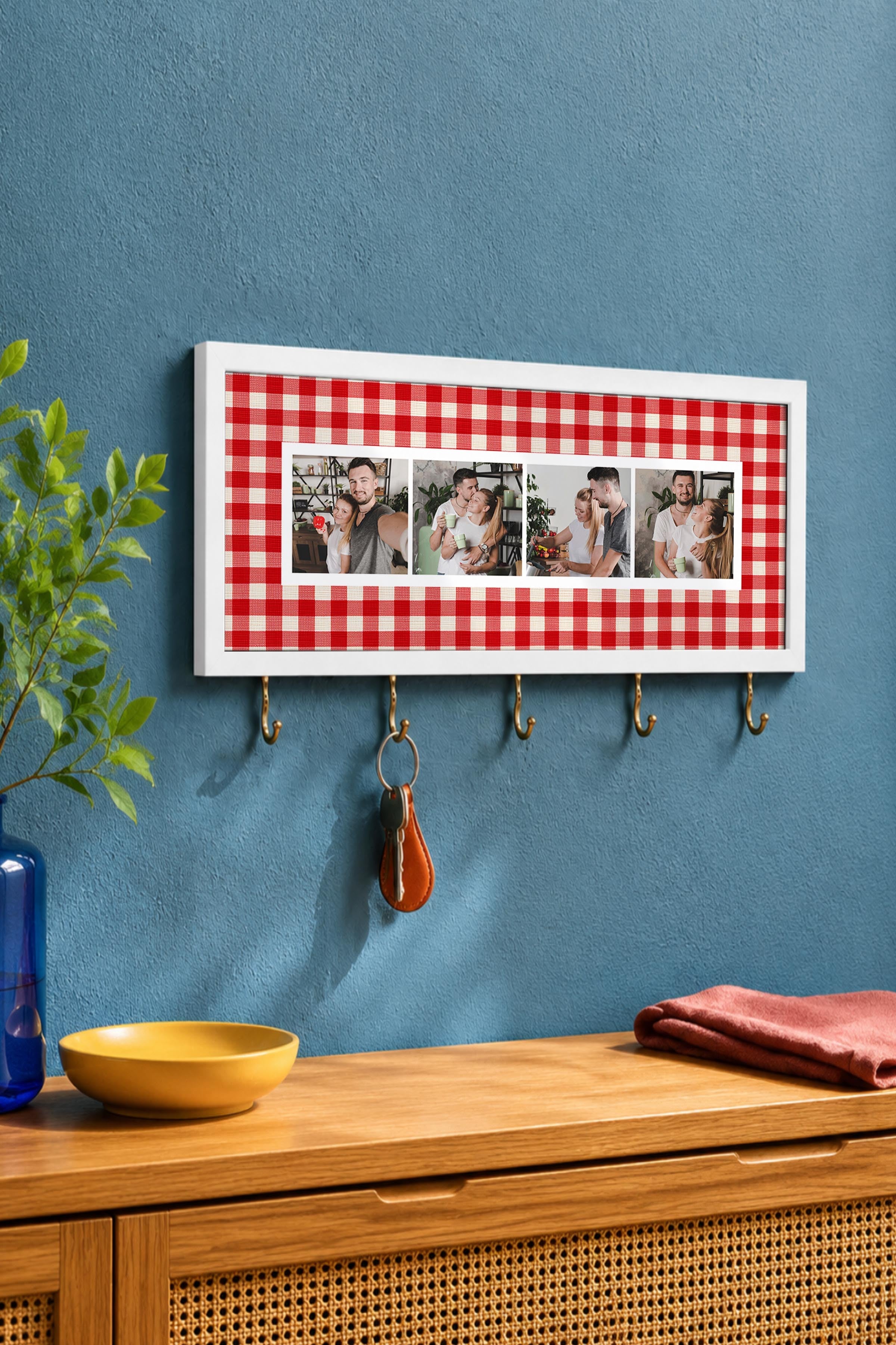 Kişiye Özel Tablo Anahtarlık, Photobooth Stili Beyaz Fotoğraf Çerçevesi, Vintage Duvar Dekoru
