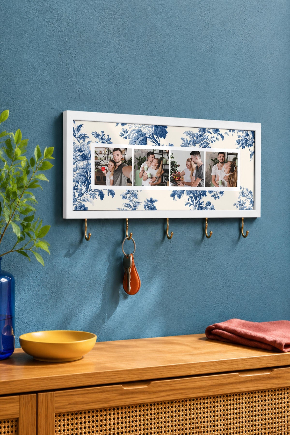 Kişiye Özel Tablo Anahtarlık, Photobooth Stili Beyaz Fotoğraf Çerçevesi, Vintage Duvar Dekoru