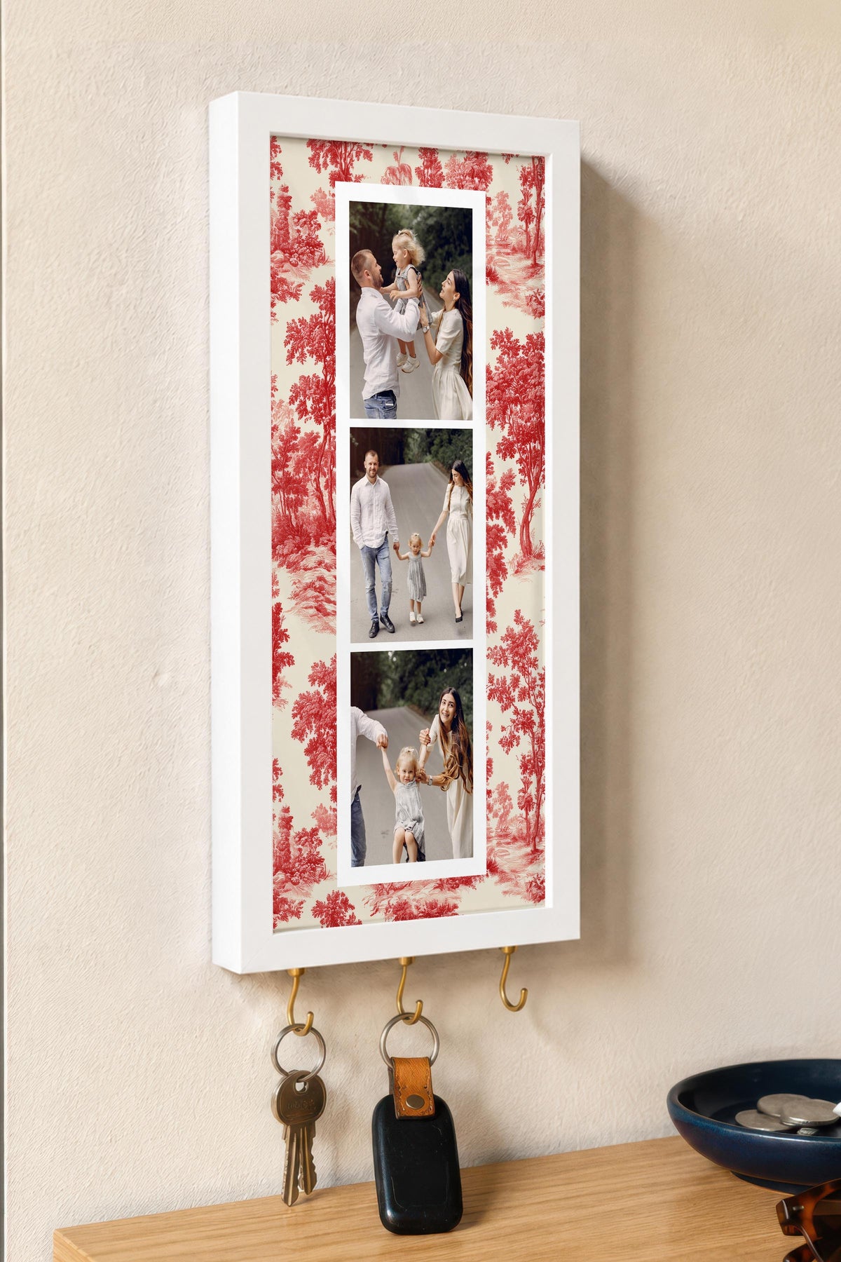 Kişiye Özel Tablo Anahtarlık, Photobooth Stili Beyaz Fotoğraf Çerçevesi, Vintage Duvar Dekoru