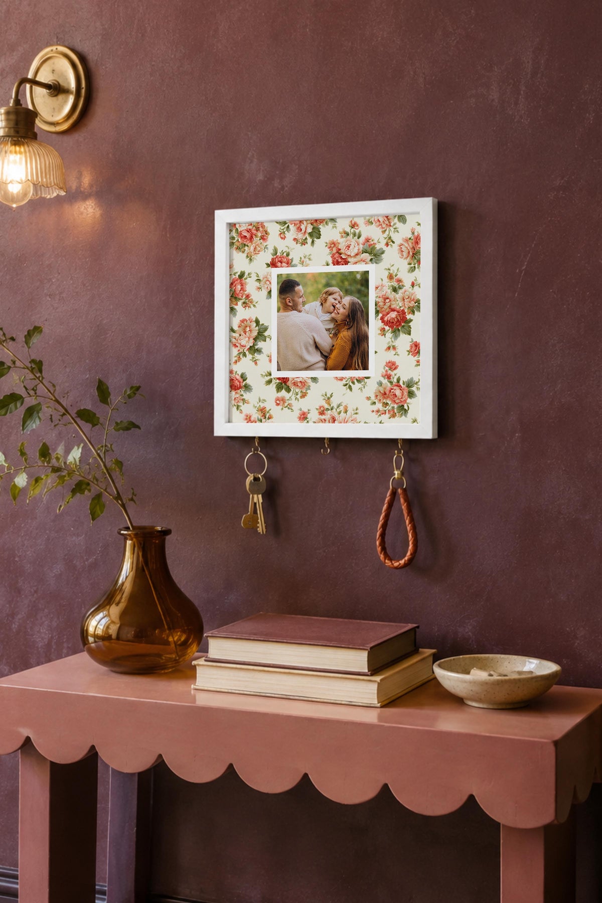 Kişiye Özel Tablo Anahtarlık, Photobooth Stili Beyaz Fotoğraf Çerçevesi, Vintage Duvar Dekoru