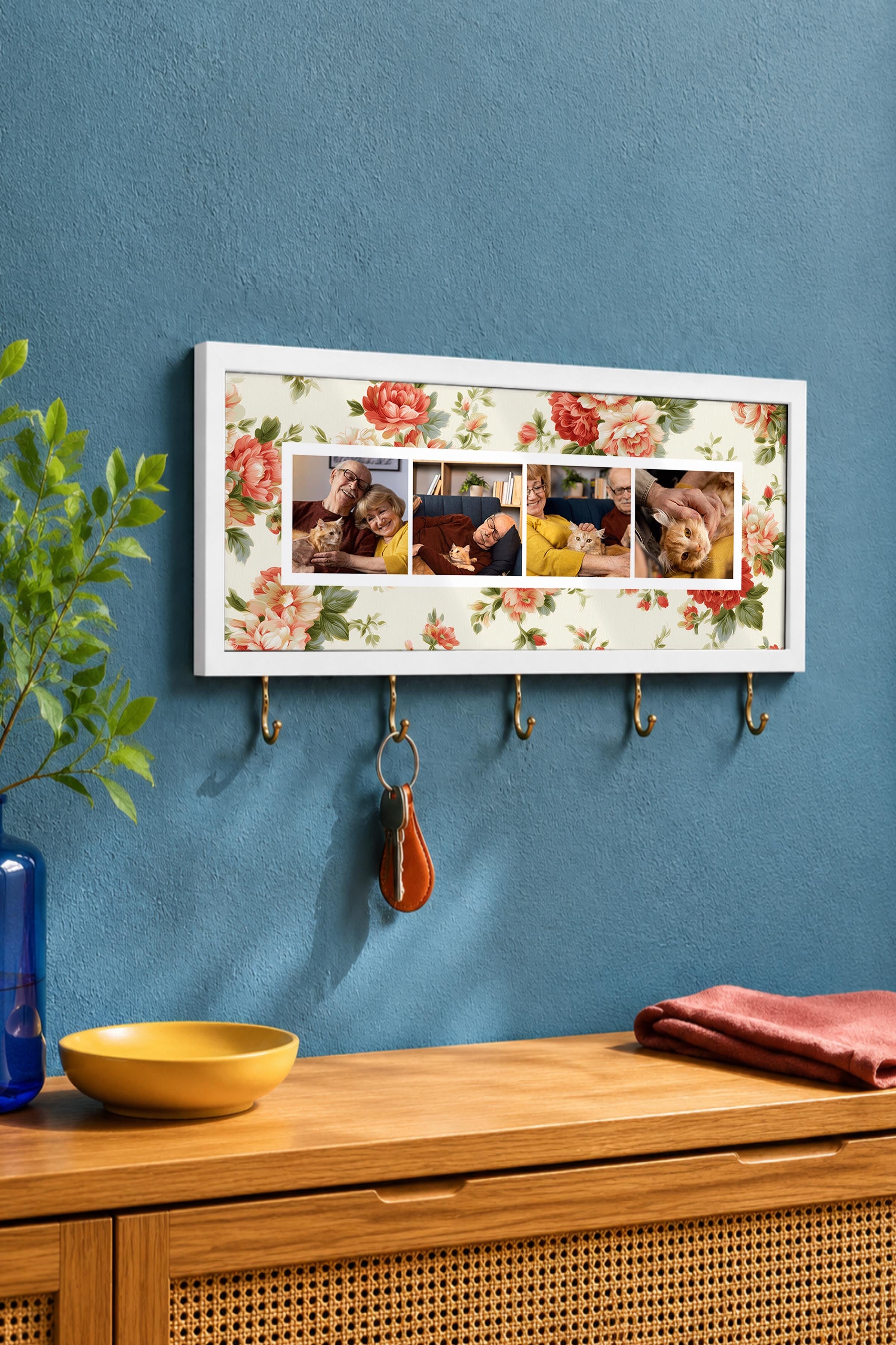 Kişiye Özel Tablo Anahtarlık, Photobooth Stili Beyaz Fotoğraf Çerçevesi, Vintage Duvar Dekoru