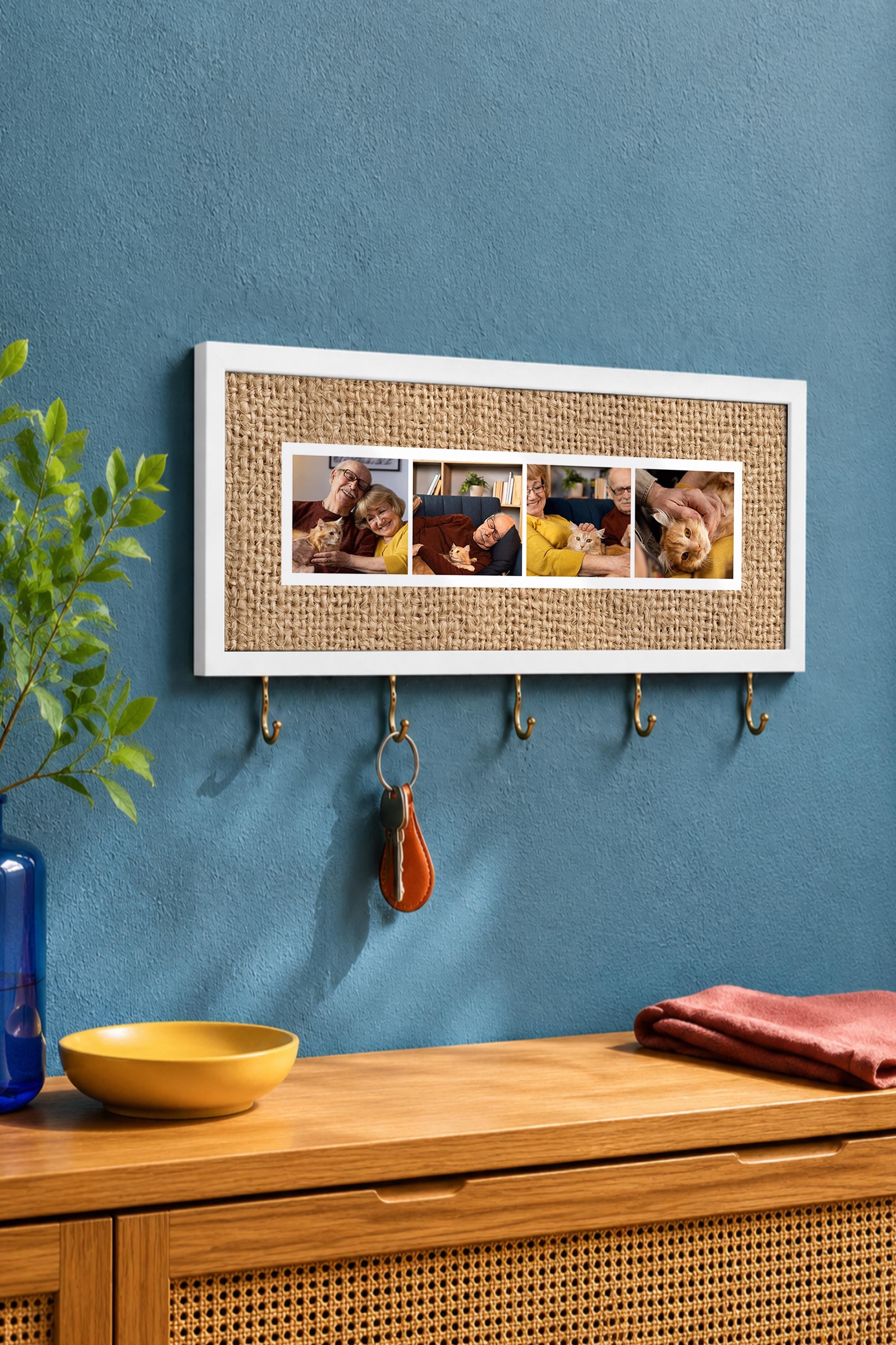 Kişiye Özel Tablo Anahtarlık, Photobooth Stili Beyaz Fotoğraf Çerçevesi, Vintage Duvar Dekoru