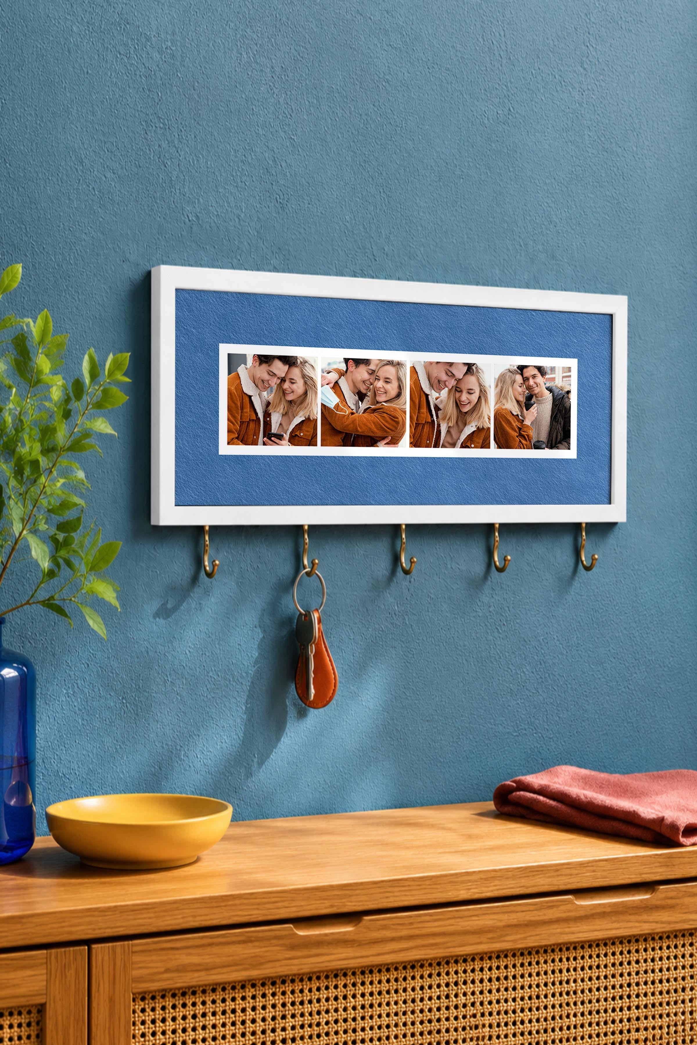 Kişiye Özel Tablo Anahtarlık, Photobooth Stili Beyaz Fotoğraf Çerçevesi, Vintage Duvar Dekoru