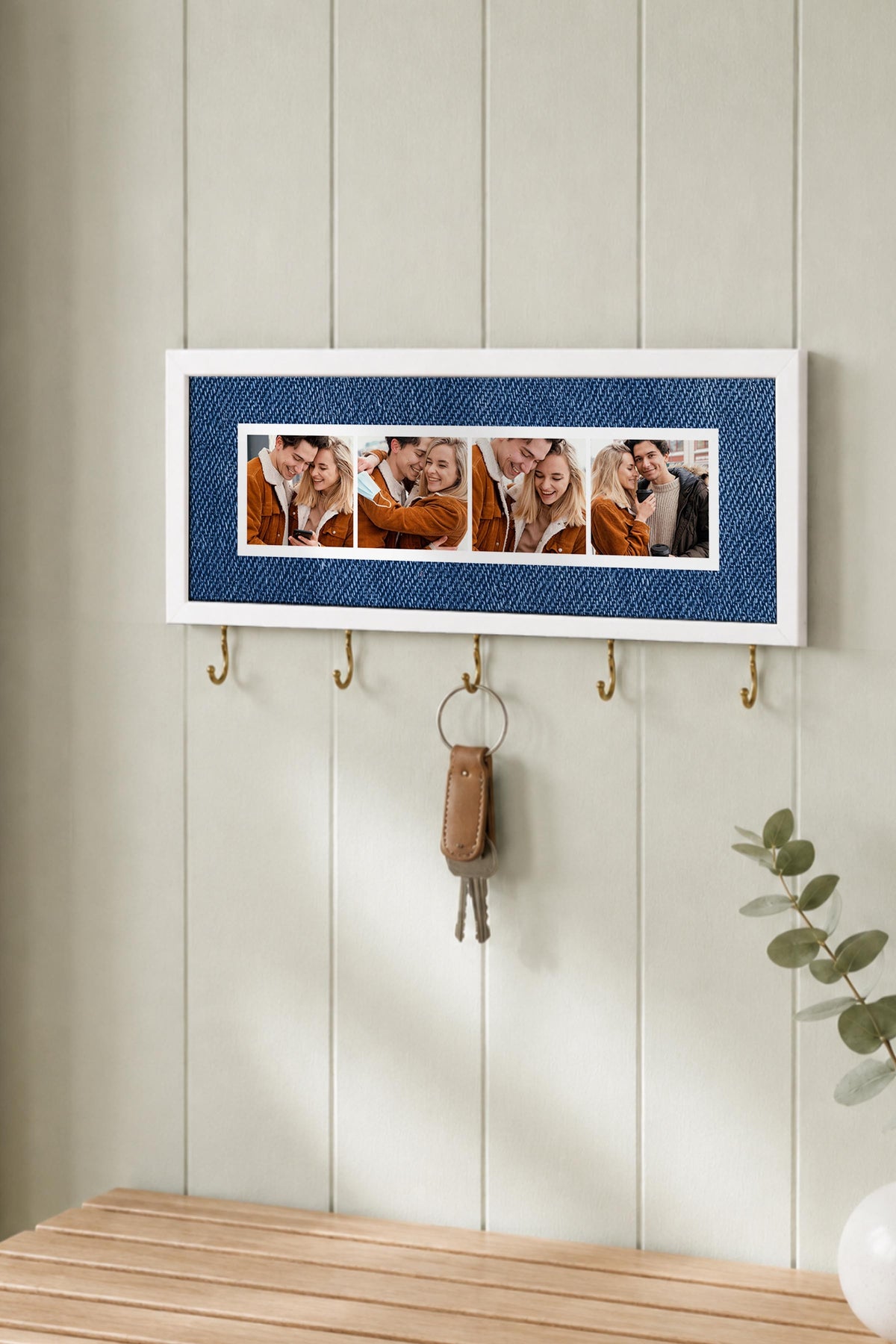 Kişiye Özel Tablo Anahtarlık, Photobooth Stili Beyaz Fotoğraf Çerçevesi, Vintage Duvar Dekoru