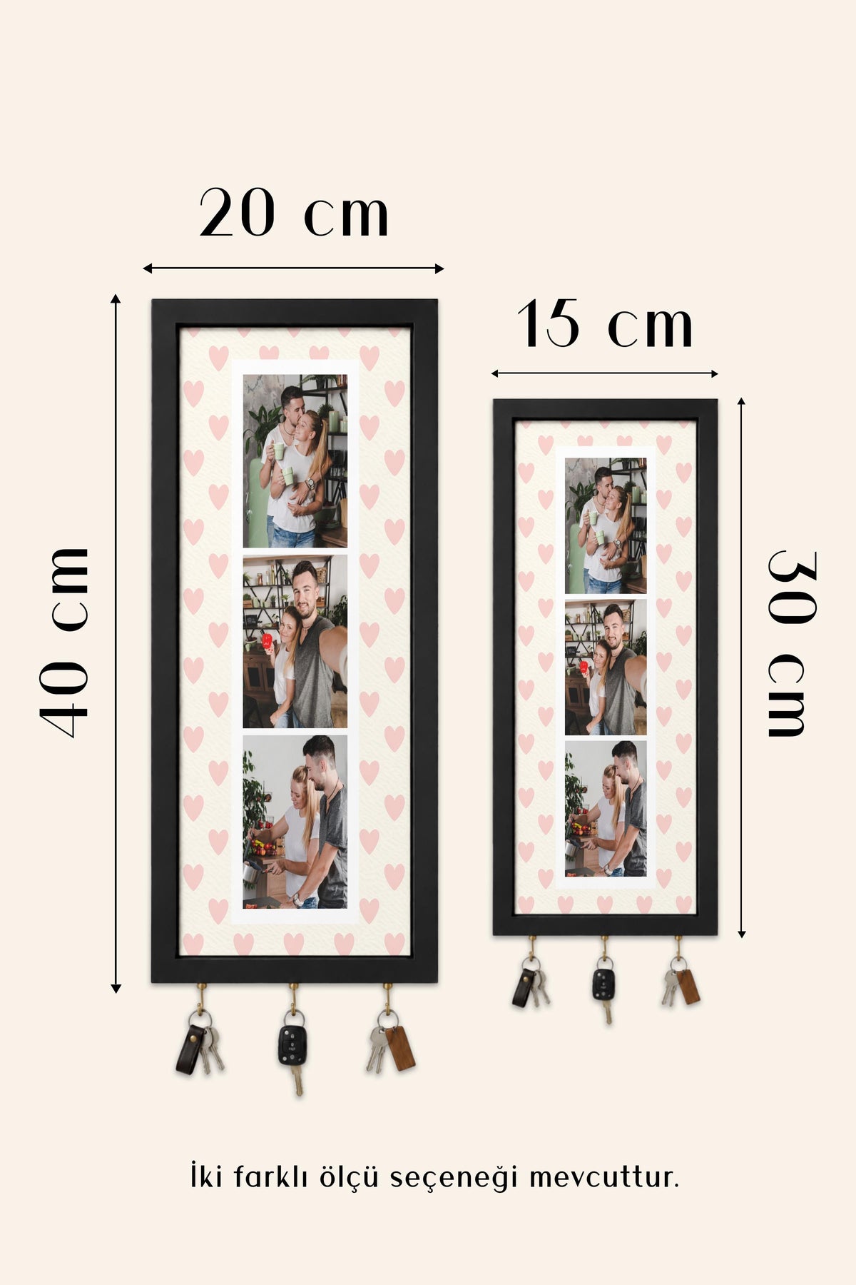 Kişiye Özel Tablo Anahtarlık, Photobooth Stili Beyaz Fotoğraf Çerçevesi, Vintage Duvar Dekoru
