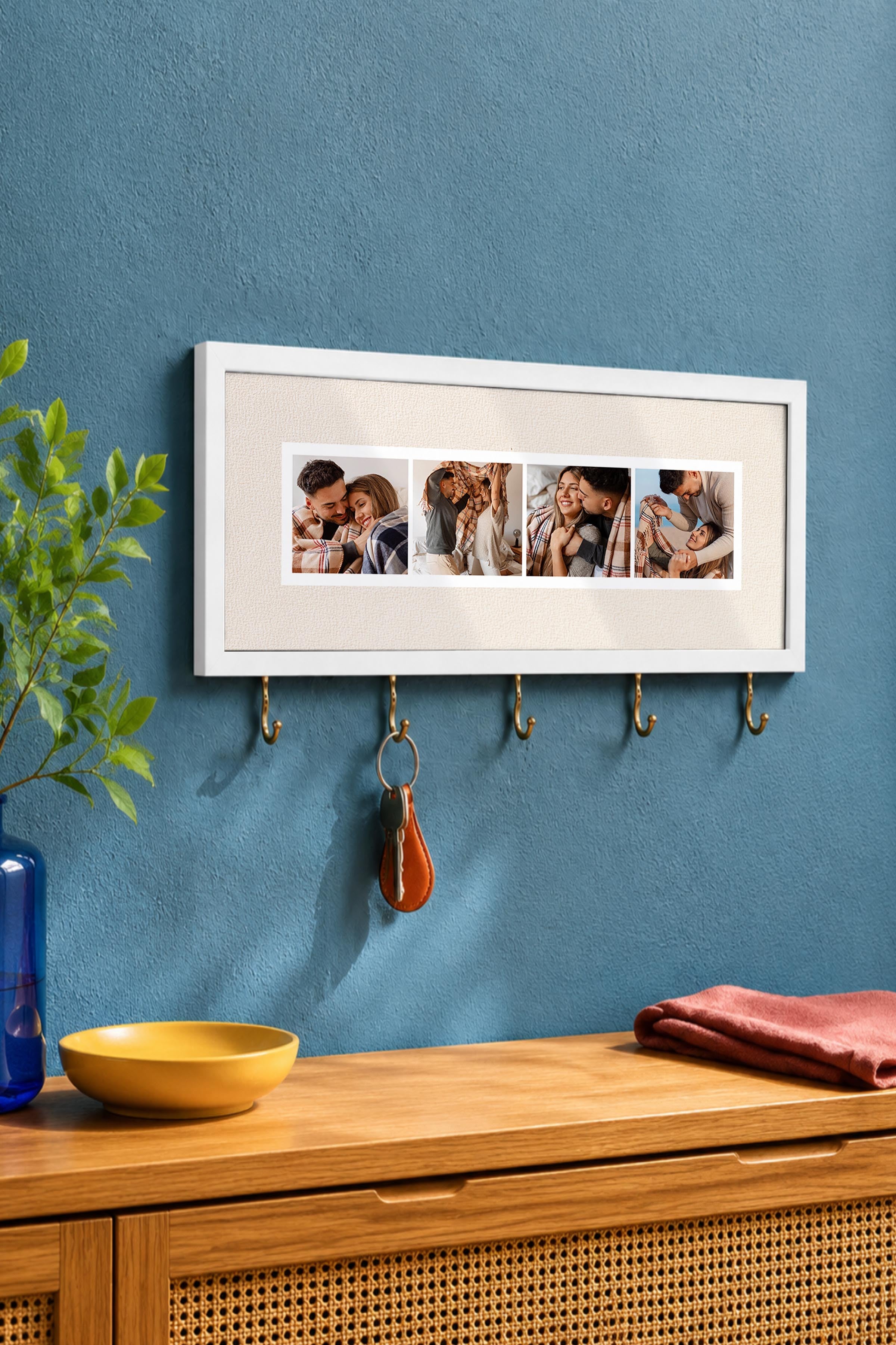 Kişiye Özel Tablo Anahtarlık, Photobooth Stili Beyaz Fotoğraf Çerçevesi, Vintage Duvar Dekoru