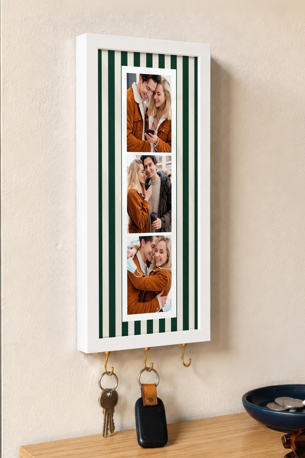 Kişiye Özel Tablo Anahtarlık, Photobooth Stili Beyaz Fotoğraf Çerçevesi, Vintage Duvar Dekoru
