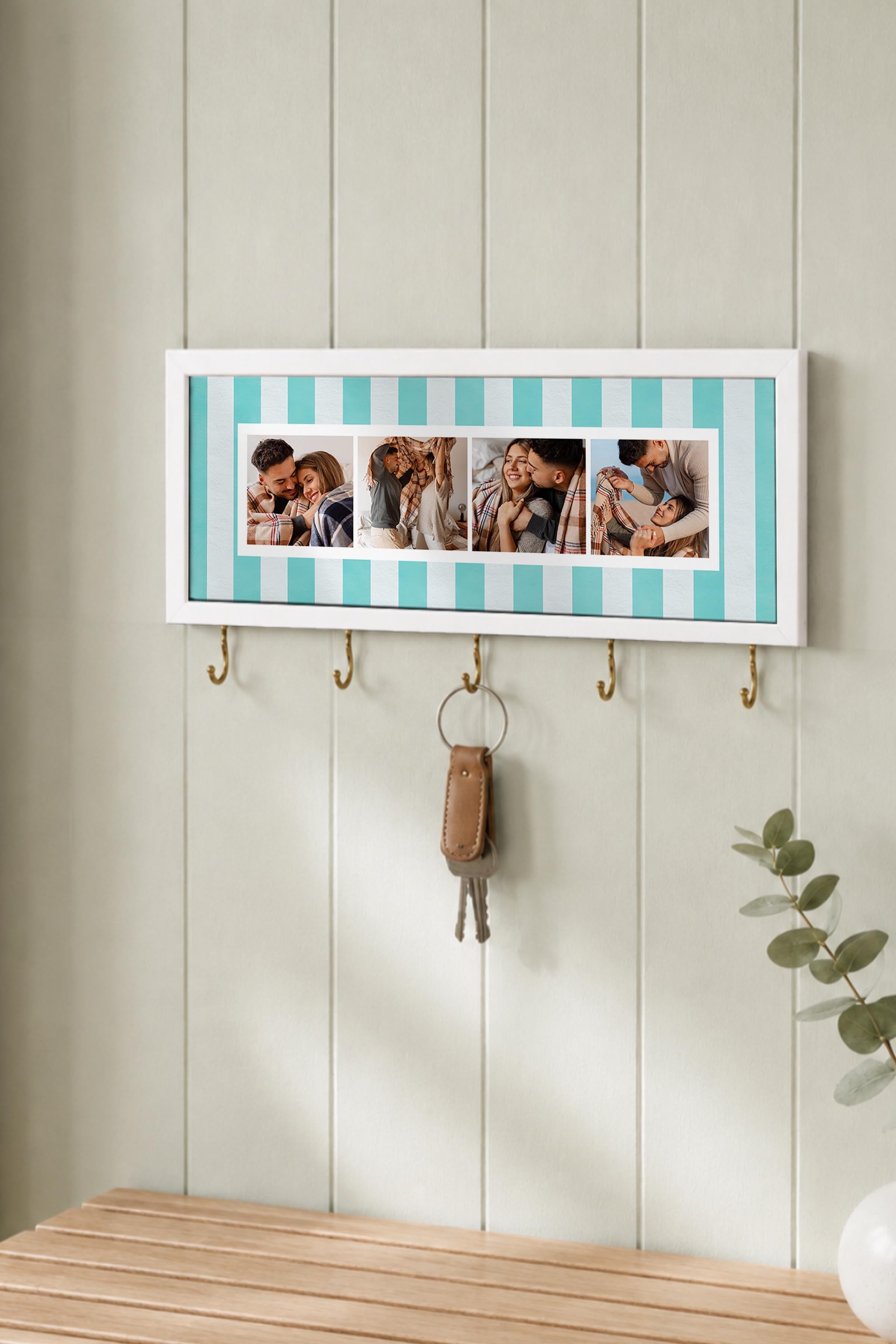 Kişiye Özel Tablo Anahtarlık, Photobooth Stili Beyaz Fotoğraf Çerçevesi, Vintage Duvar Dekoru