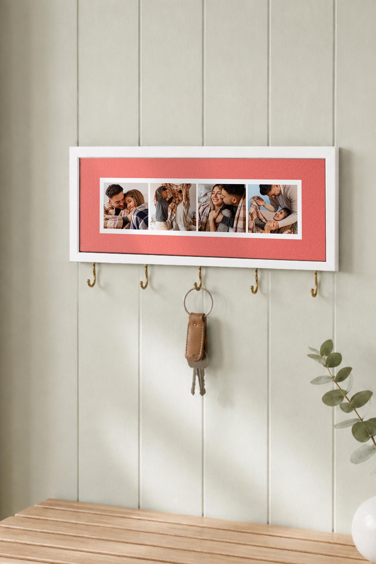Kişiye Özel Tablo Anahtarlık, Photobooth Stili Beyaz Fotoğraf Çerçevesi, Vintage Duvar Dekoru