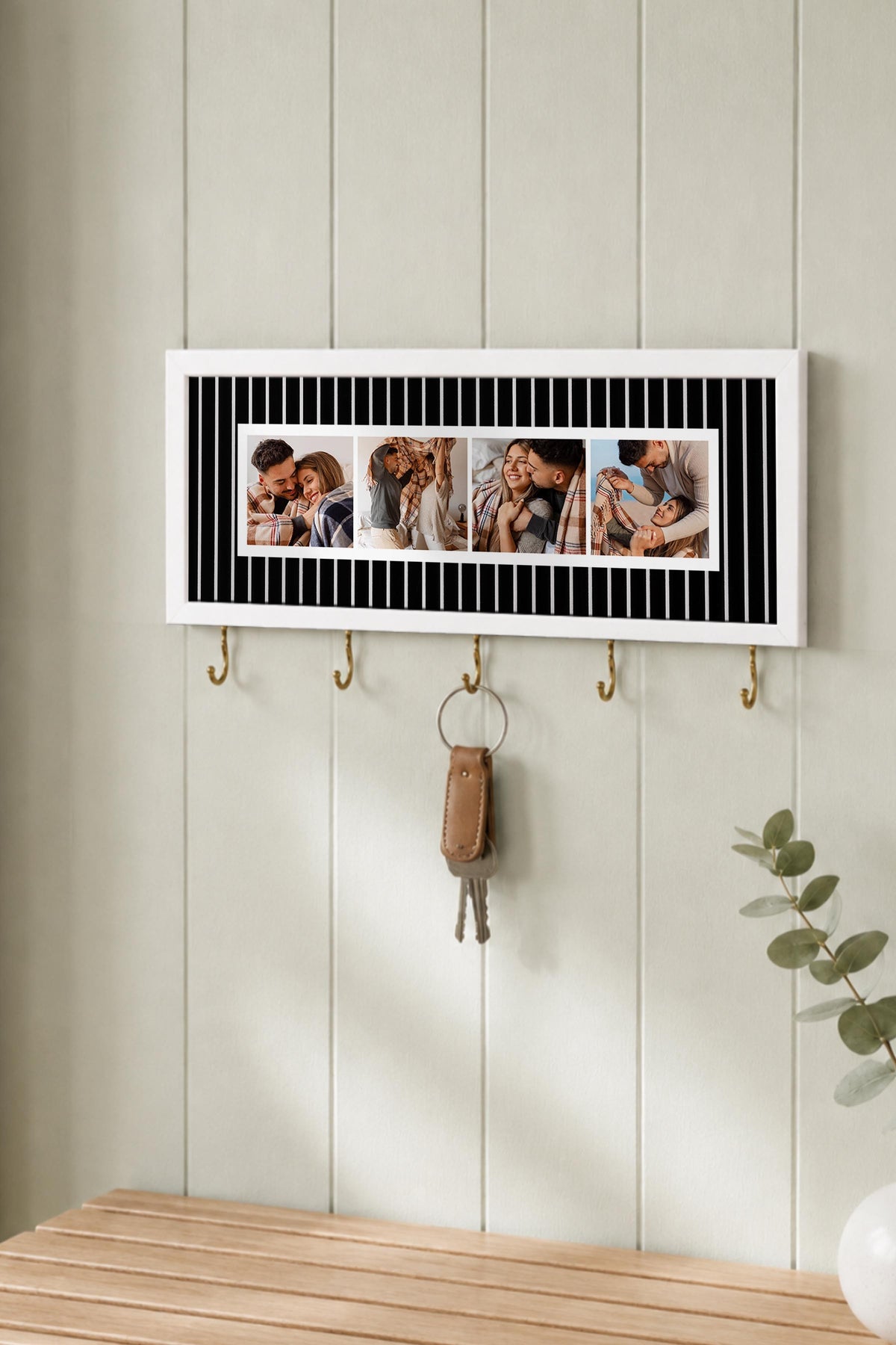 Kişiye Özel Tablo Anahtarlık, Photobooth Stili Beyaz Fotoğraf Çerçevesi, Vintage Duvar Dekoru