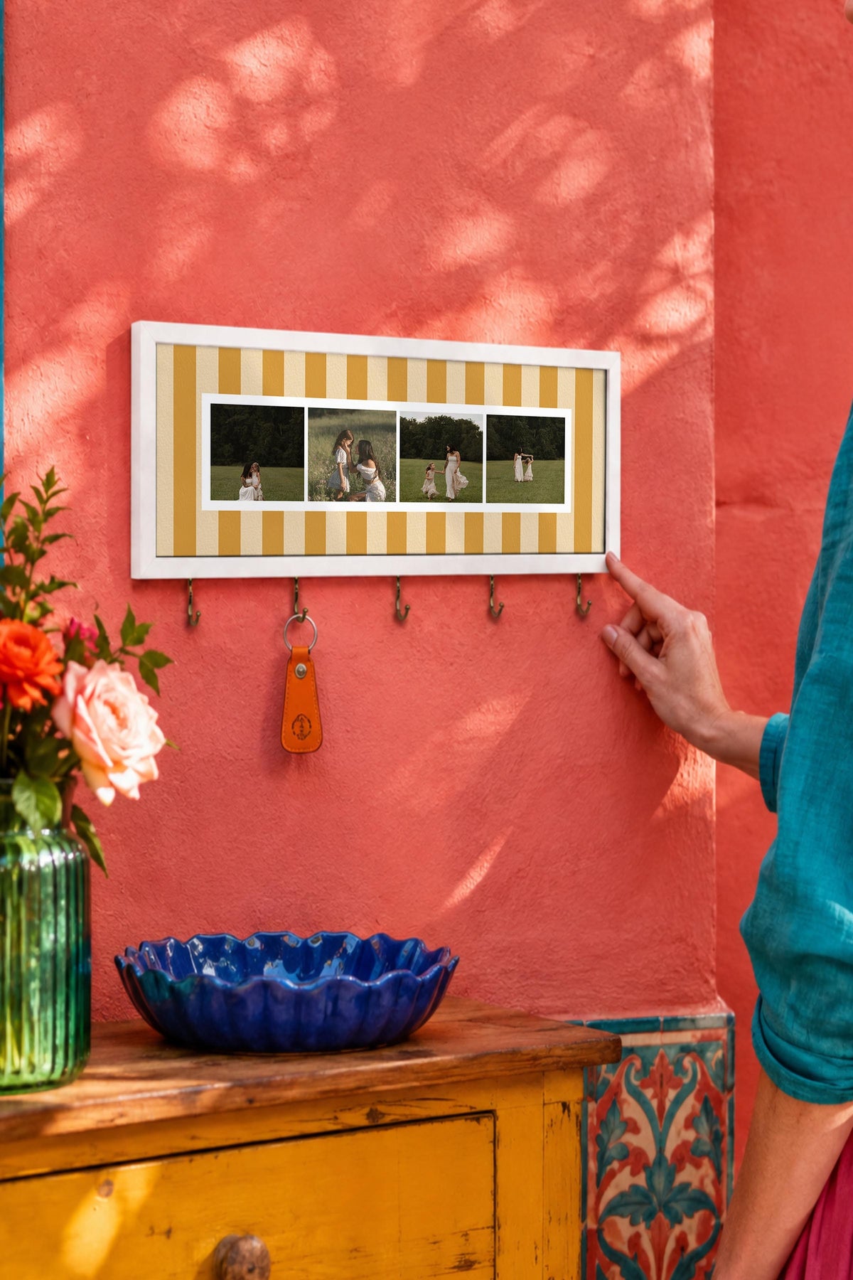Kişiye Özel Tablo Anahtarlık, Photobooth Stili Beyaz Fotoğraf Çerçevesi, Vintage Duvar Dekoru