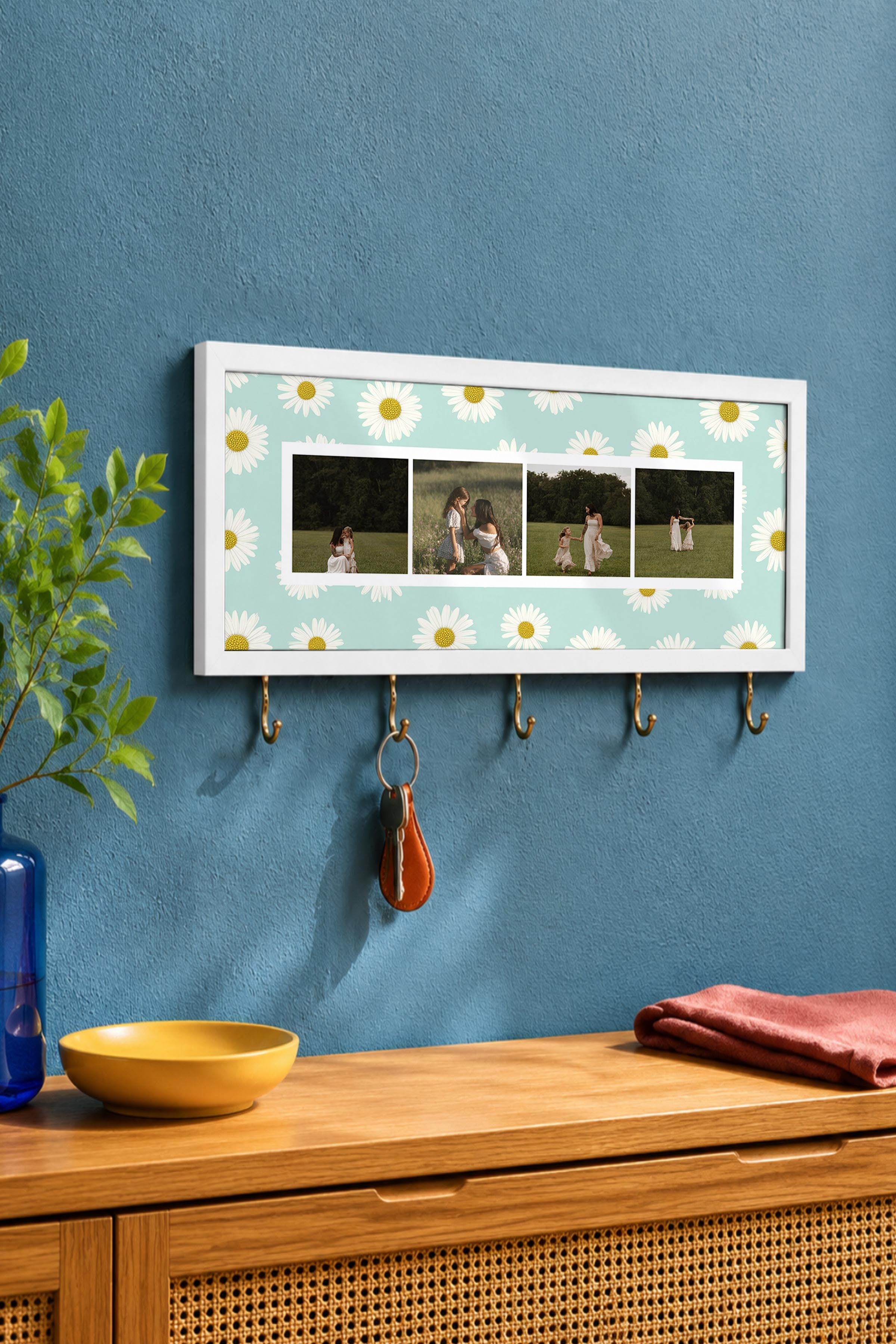 Kişiye Özel Tablo Anahtarlık, Photobooth Stili Beyaz Fotoğraf Çerçevesi, Vintage Duvar Dekoru