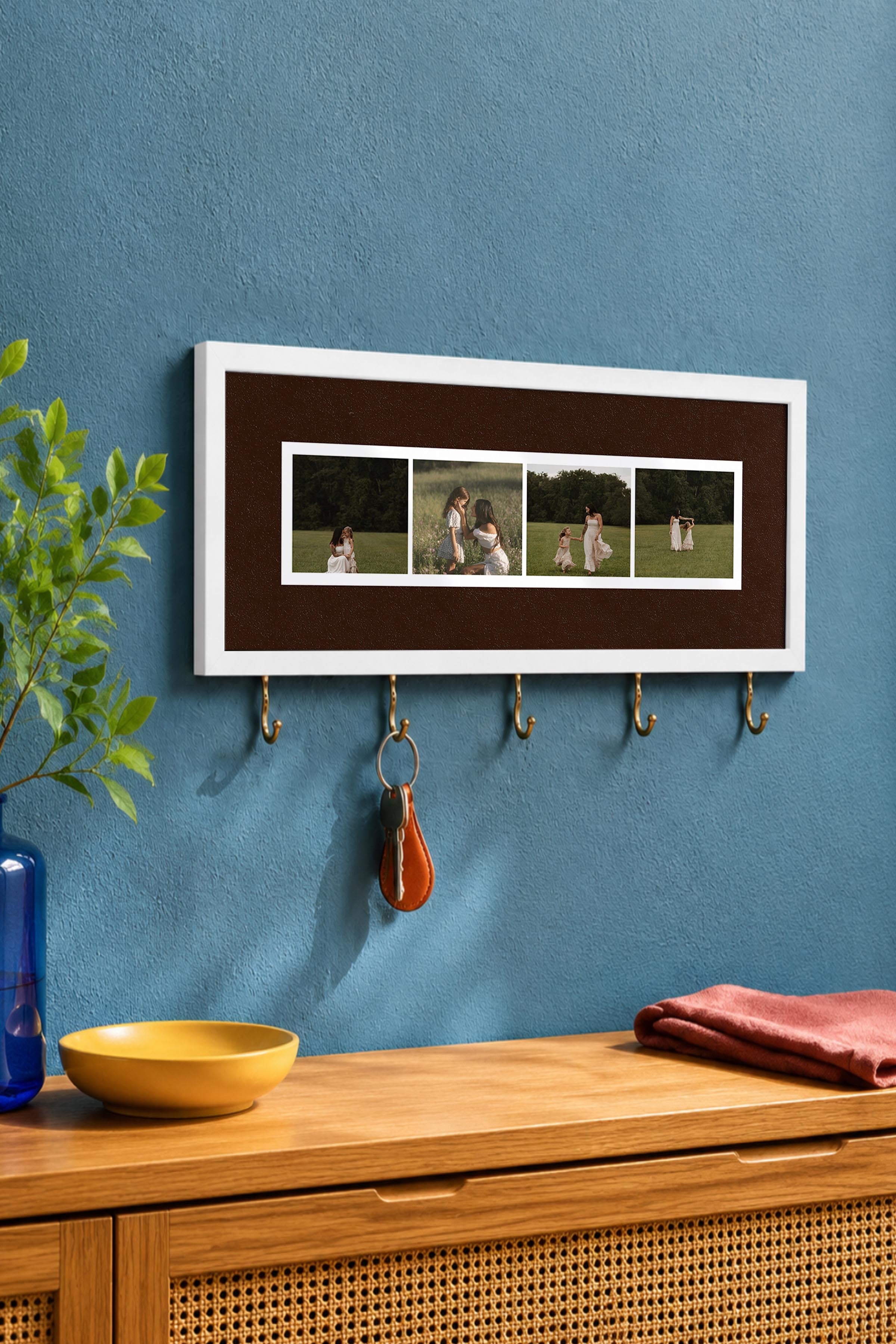 Kişiye Özel Tablo Anahtarlık, Photobooth Stili Beyaz Fotoğraf Çerçevesi, Vintage Duvar Dekoru