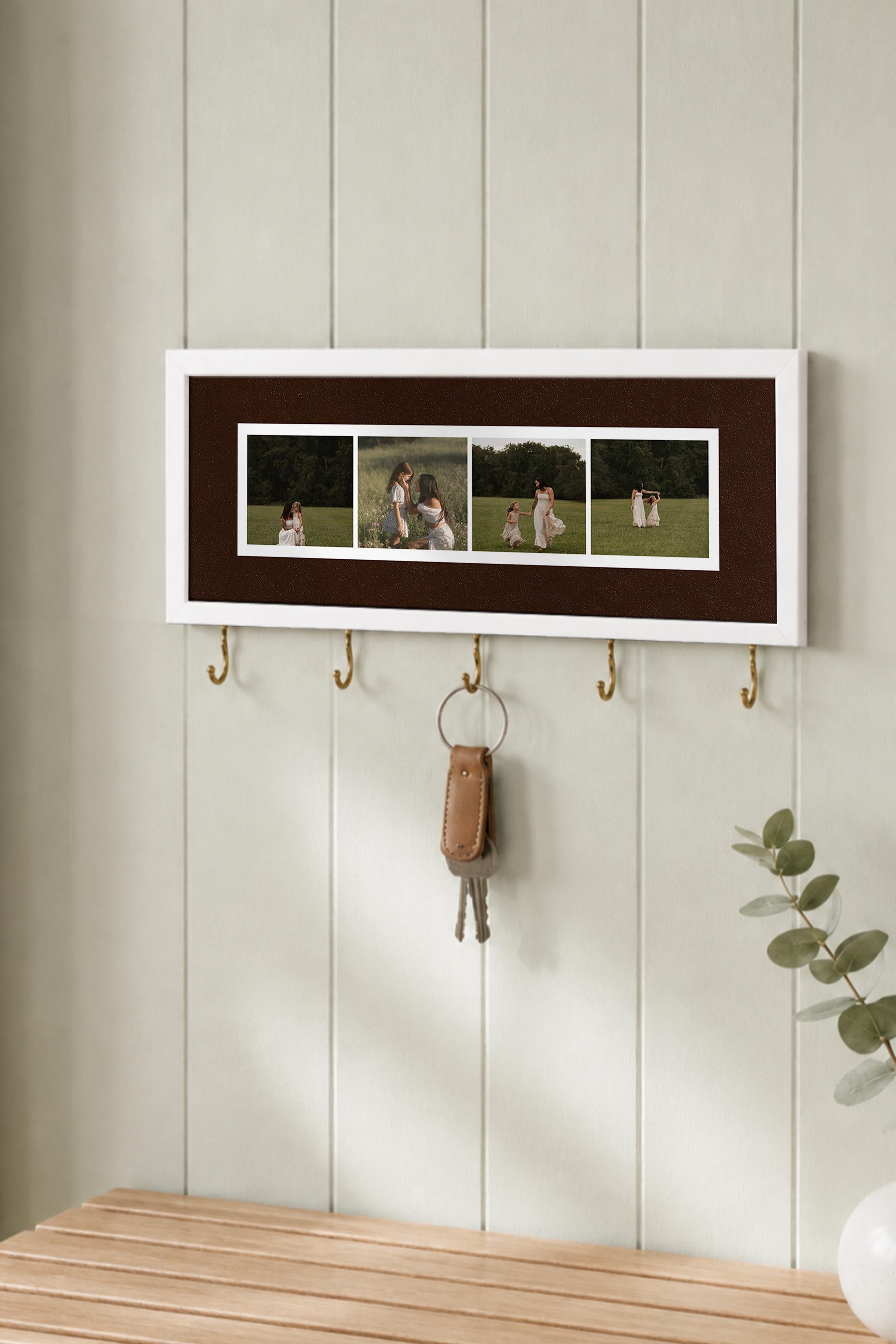 Kişiye Özel Tablo Anahtarlık, Photobooth Stili Beyaz Fotoğraf Çerçevesi, Vintage Duvar Dekoru