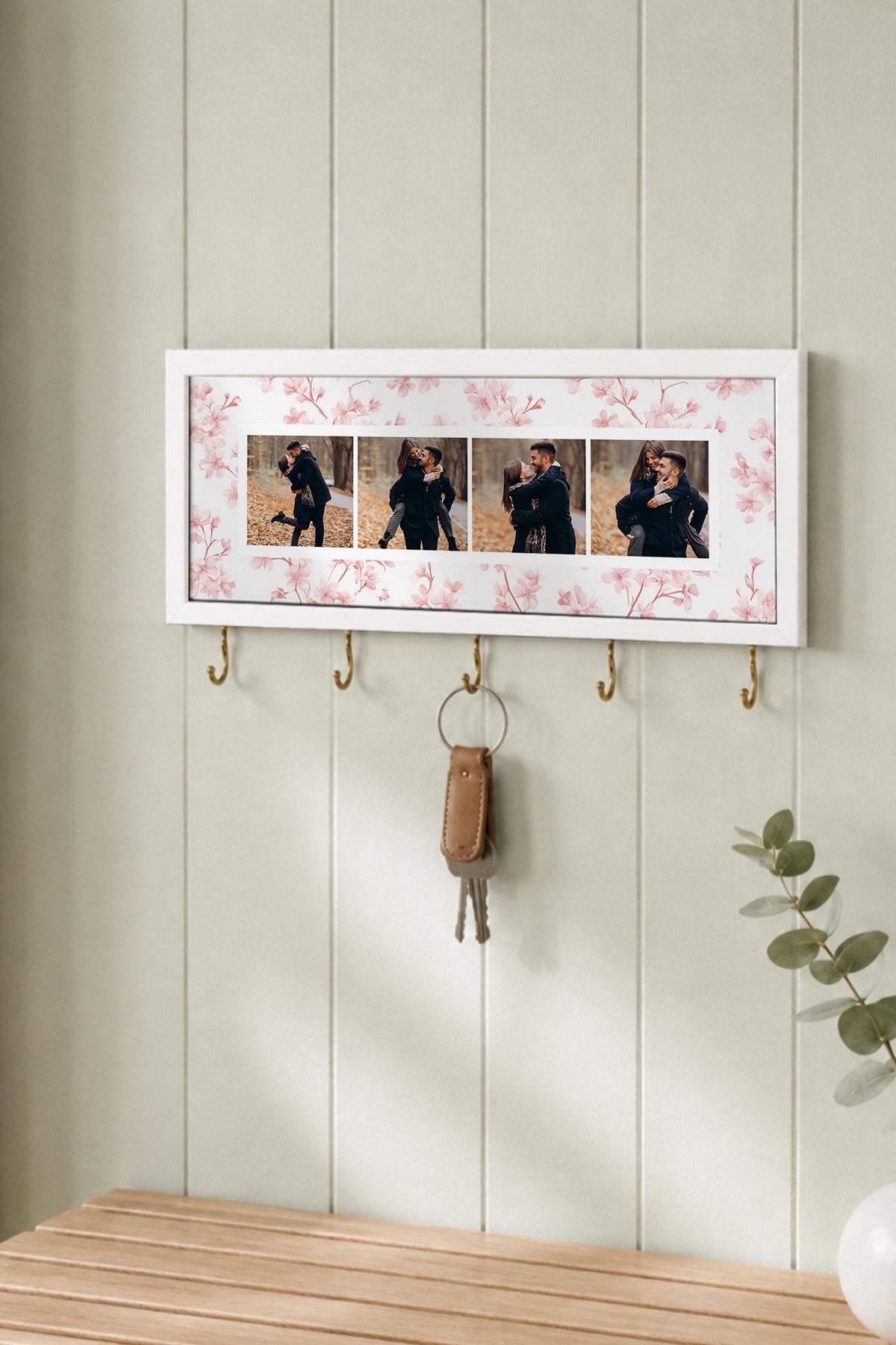 Kişiye Özel Tablo Anahtarlık, Photobooth Stili Beyaz Fotoğraf Çerçevesi, Vintage Duvar Dekoru