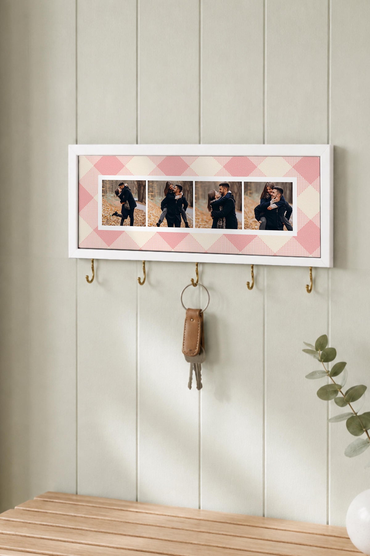 Kişiye Özel Tablo Anahtarlık, Photobooth Stili Beyaz Fotoğraf Çerçevesi, Vintage Duvar Dekoru