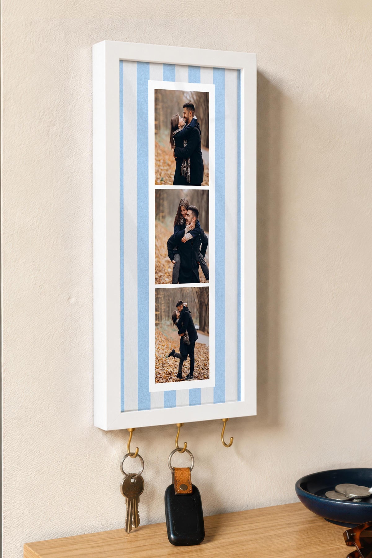 Kişiye Özel Tablo Anahtarlık, Photobooth Stili Beyaz Fotoğraf Çerçevesi, Vintage Duvar Dekoru