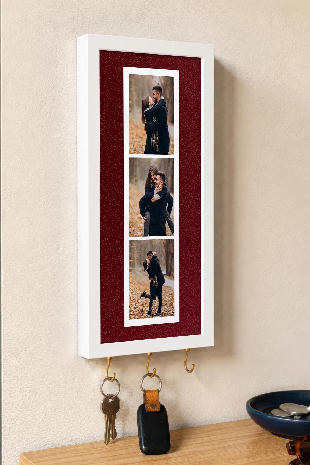 Kişiye Özel Tablo Anahtarlık, Photobooth Stili Beyaz Fotoğraf Çerçevesi, Vintage Duvar Dekoru