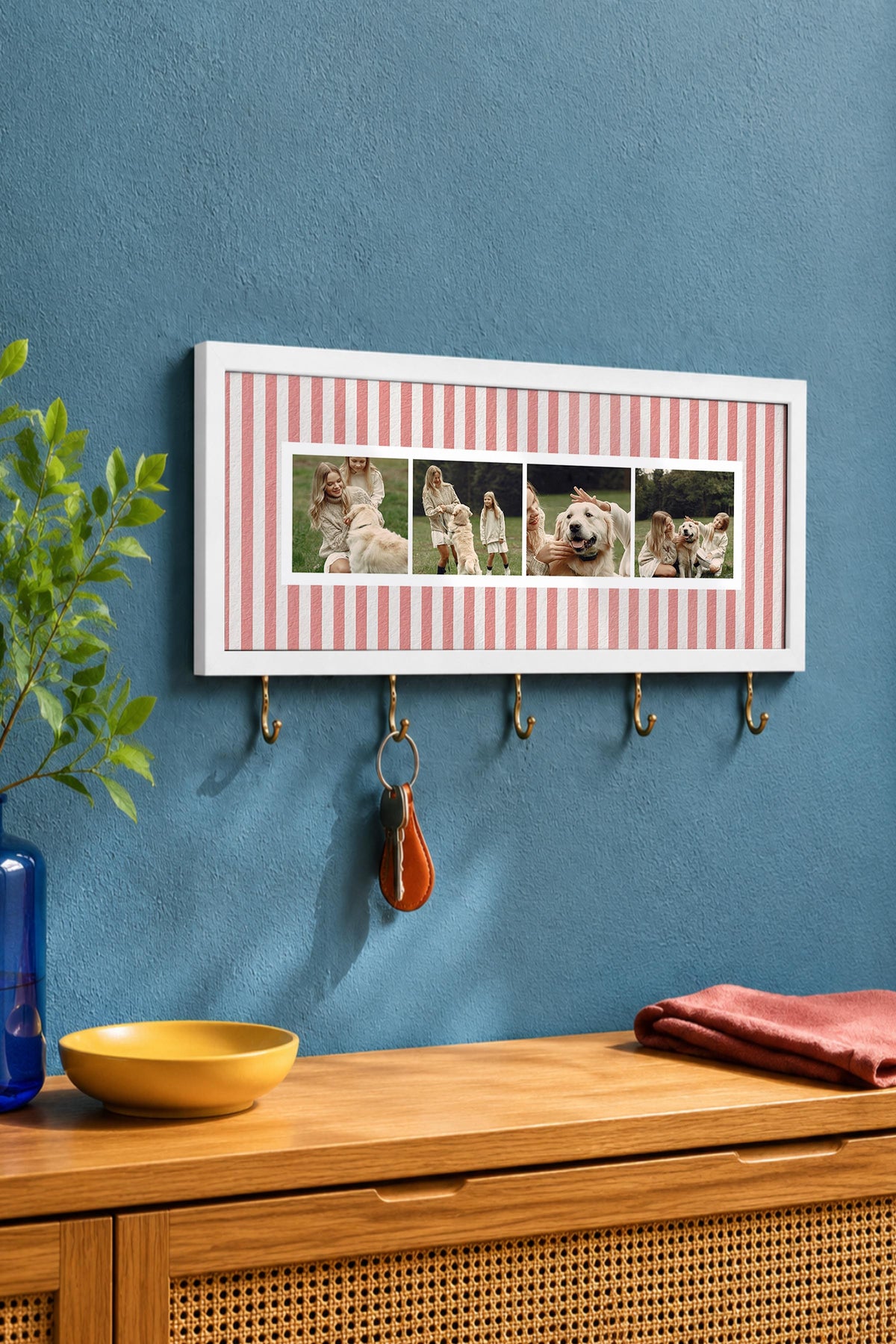 Kişiye Özel Tablo Anahtarlık, Photobooth Stili Beyaz Fotoğraf Çerçevesi, Vintage Duvar Dekoru