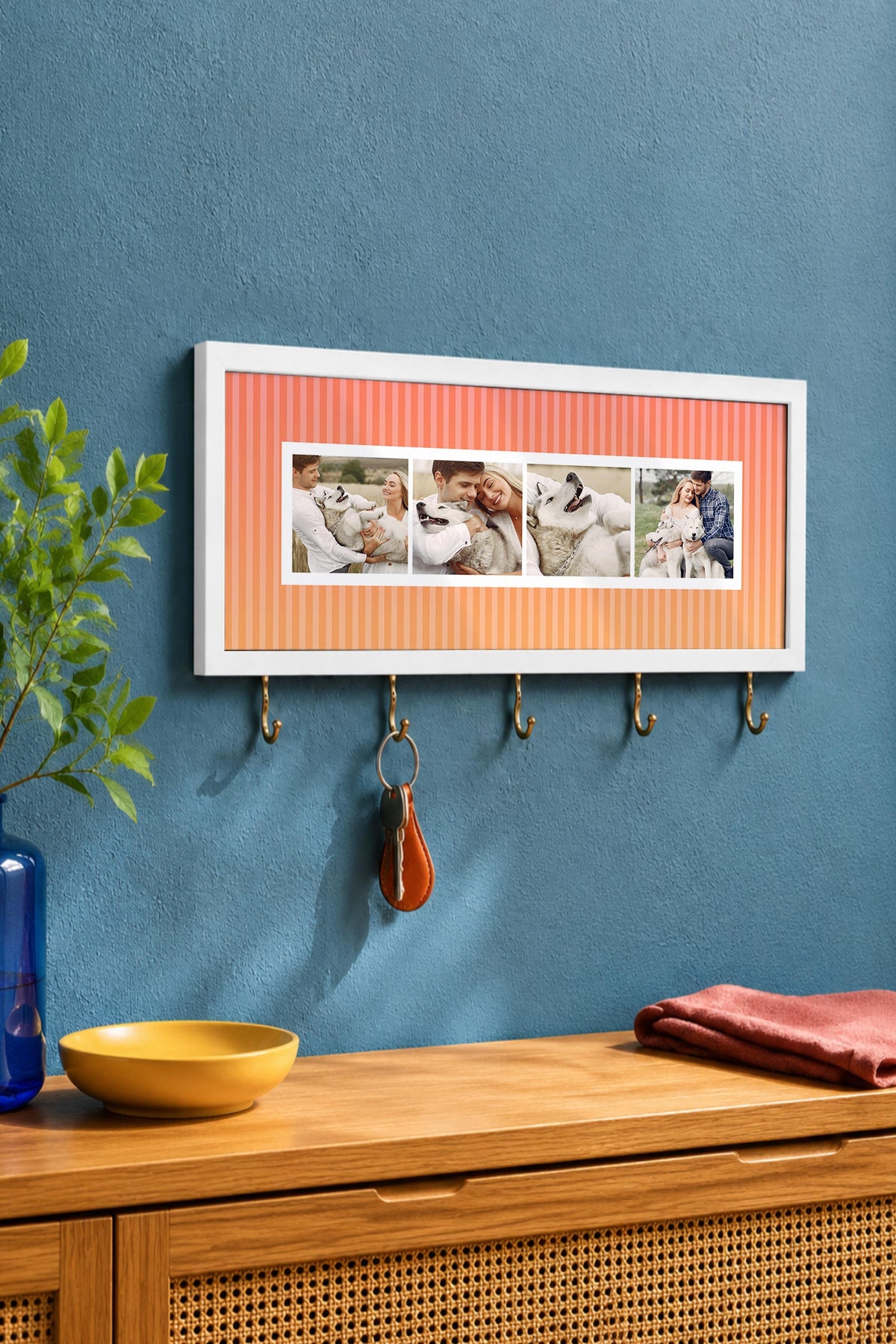 Kişiye Özel Tablo Anahtarlık, Photobooth Stili Beyaz Fotoğraf Çerçevesi, Vintage Duvar Dekoru