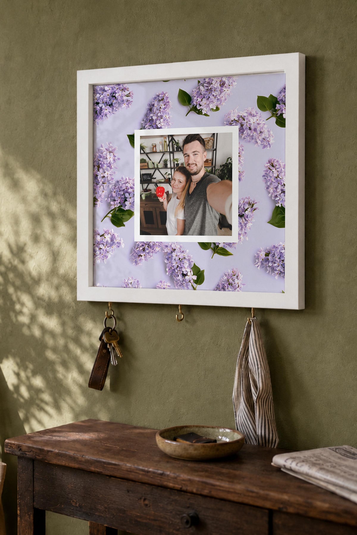 Kişiye Özel Tablo Anahtarlık, Photobooth Stili Beyaz Fotoğraf Çerçevesi, Vintage Duvar Dekoru