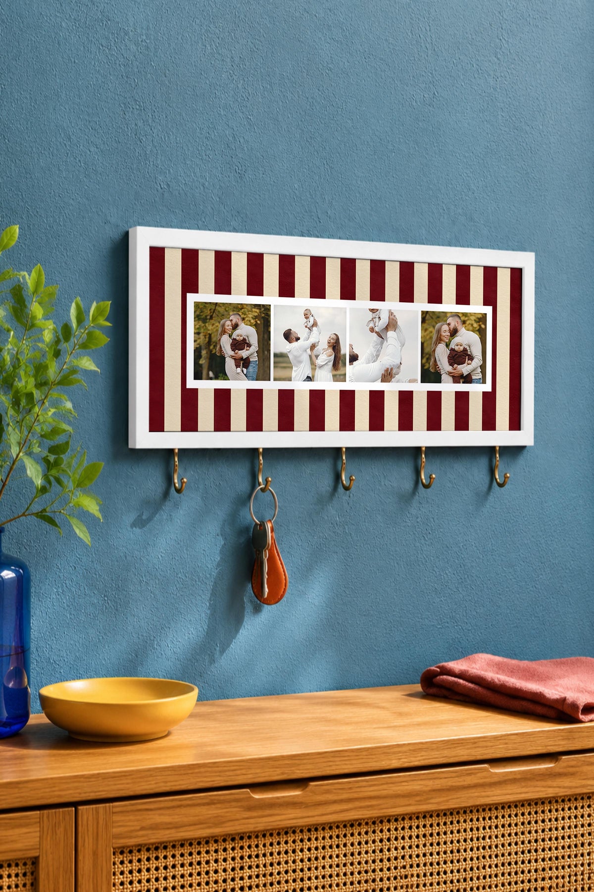 Kişiye Özel Tablo Anahtarlık, Photobooth Stili Beyaz Fotoğraf Çerçevesi, Vintage Duvar Dekoru