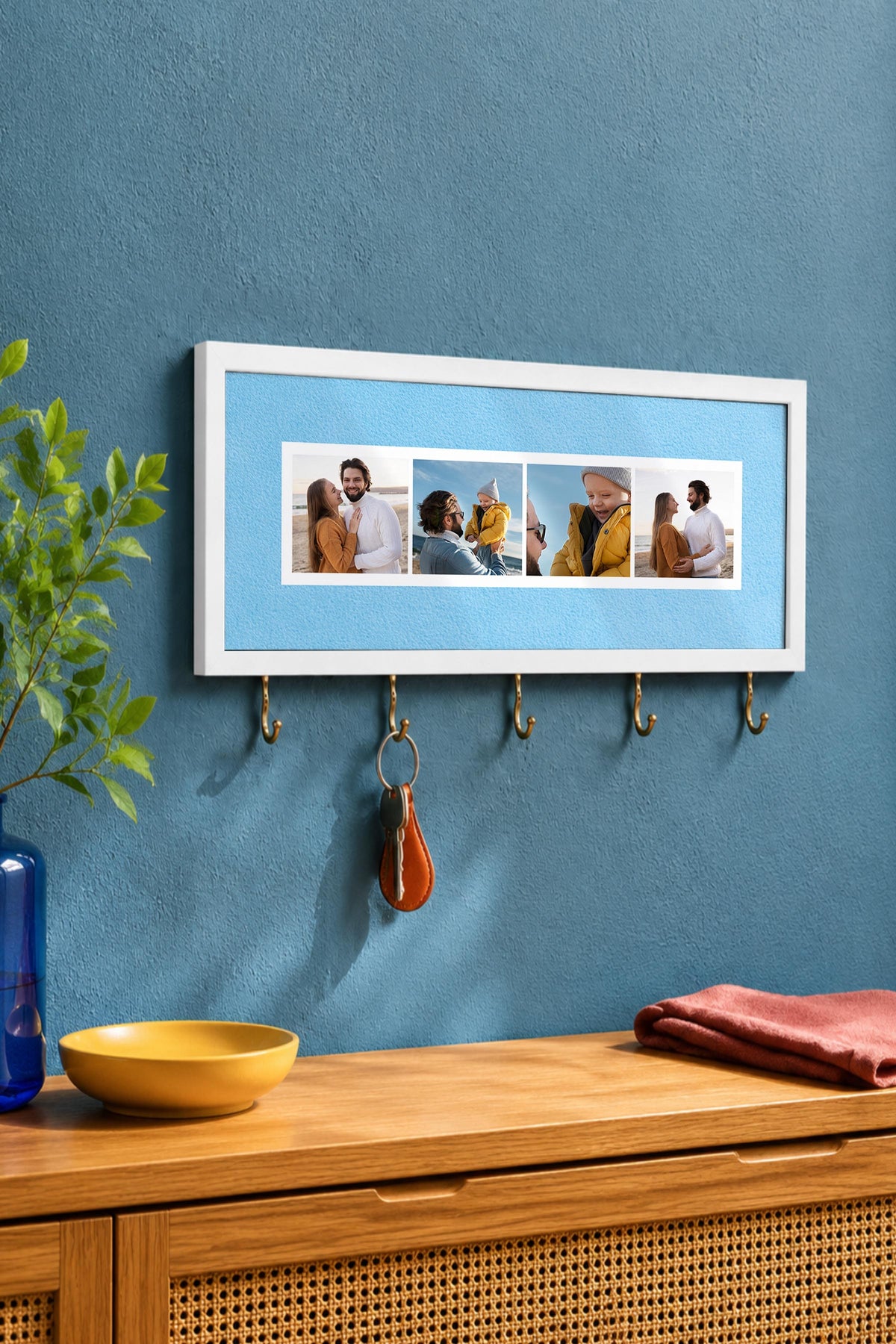 Kişiye Özel Tablo Anahtarlık, Photobooth Stili Beyaz Fotoğraf Çerçevesi, Vintage Duvar Dekoru