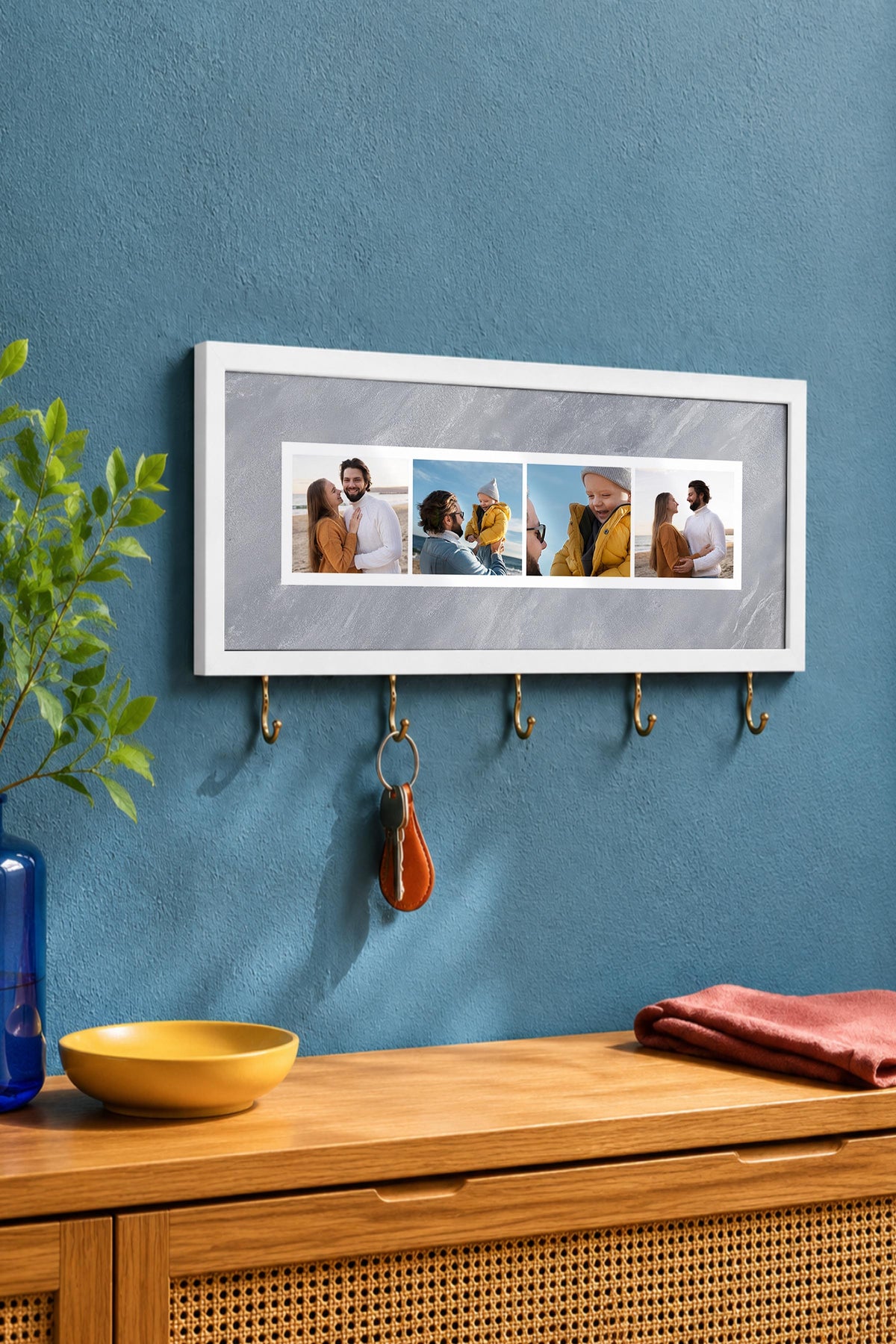 Kişiye Özel Tablo Anahtarlık, Photobooth Stili Beyaz Fotoğraf Çerçevesi, Vintage Duvar Dekoru