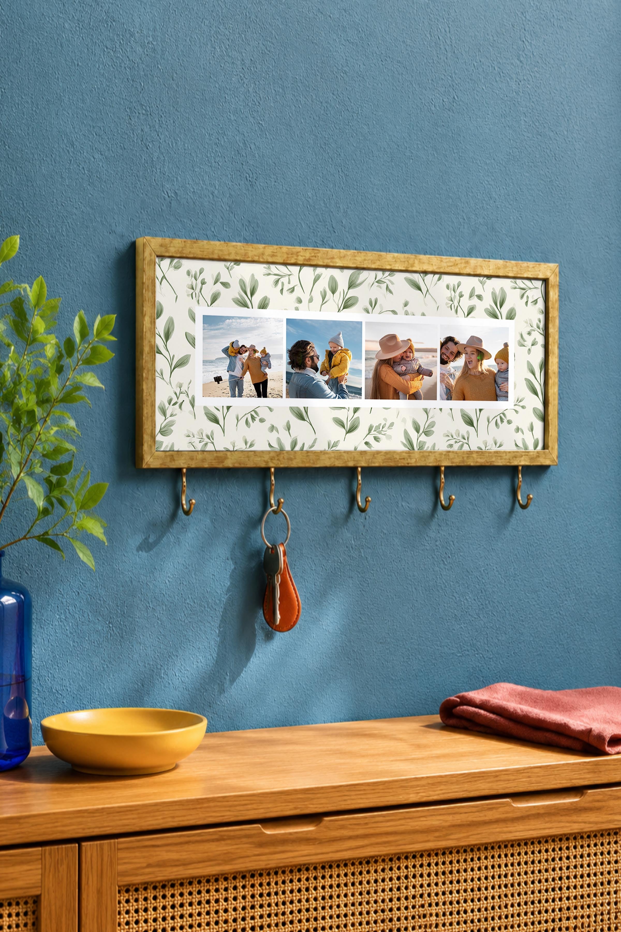Kişiye Özel Tablo Anahtarlık, Photobooth Stili Gold Fotoğraf Çerçevesi, Vintage Duvar Dekoru