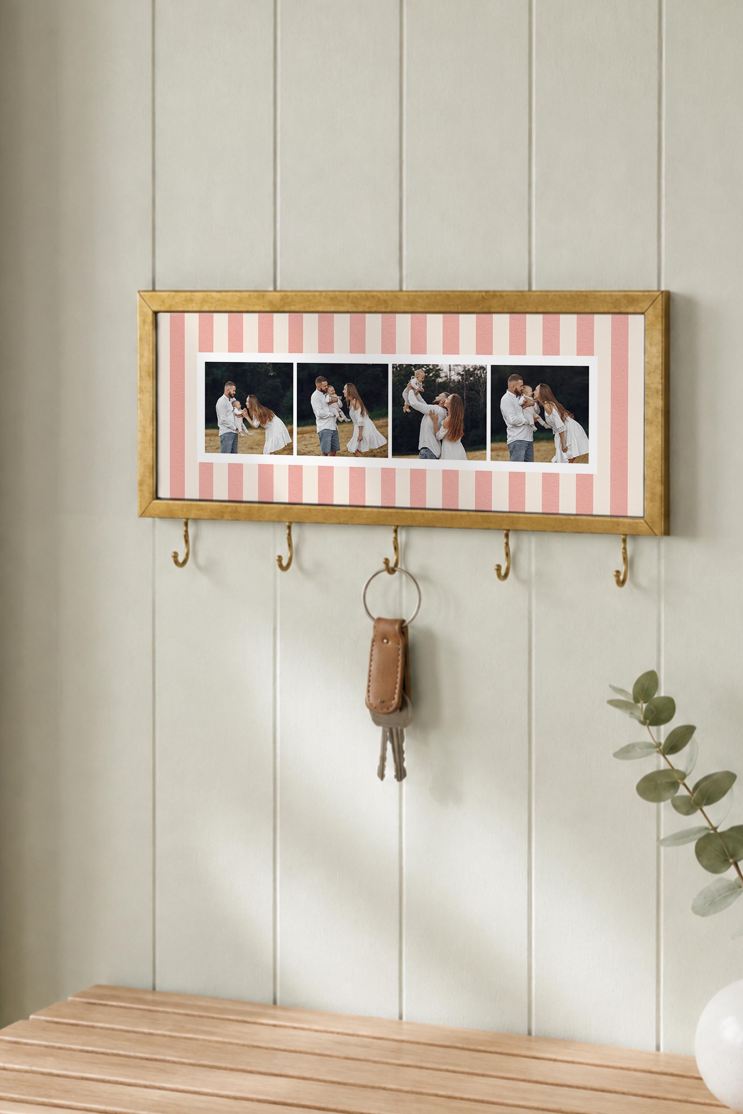 Kişiye Özel Tablo Anahtarlık, Photobooth Stili Gold Fotoğraf Çerçevesi, Vintage Duvar Dekoru