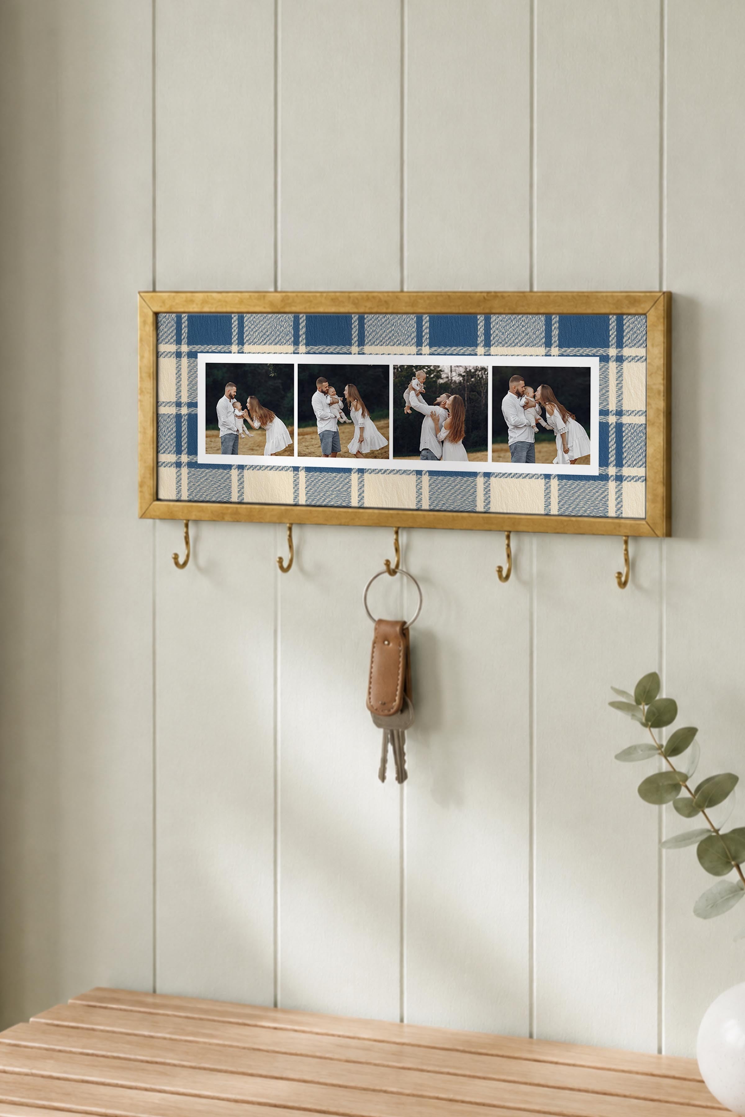 Kişiye Özel Tablo Anahtarlık, Photobooth Stili Gold Fotoğraf Çerçevesi, Vintage Duvar Dekoru