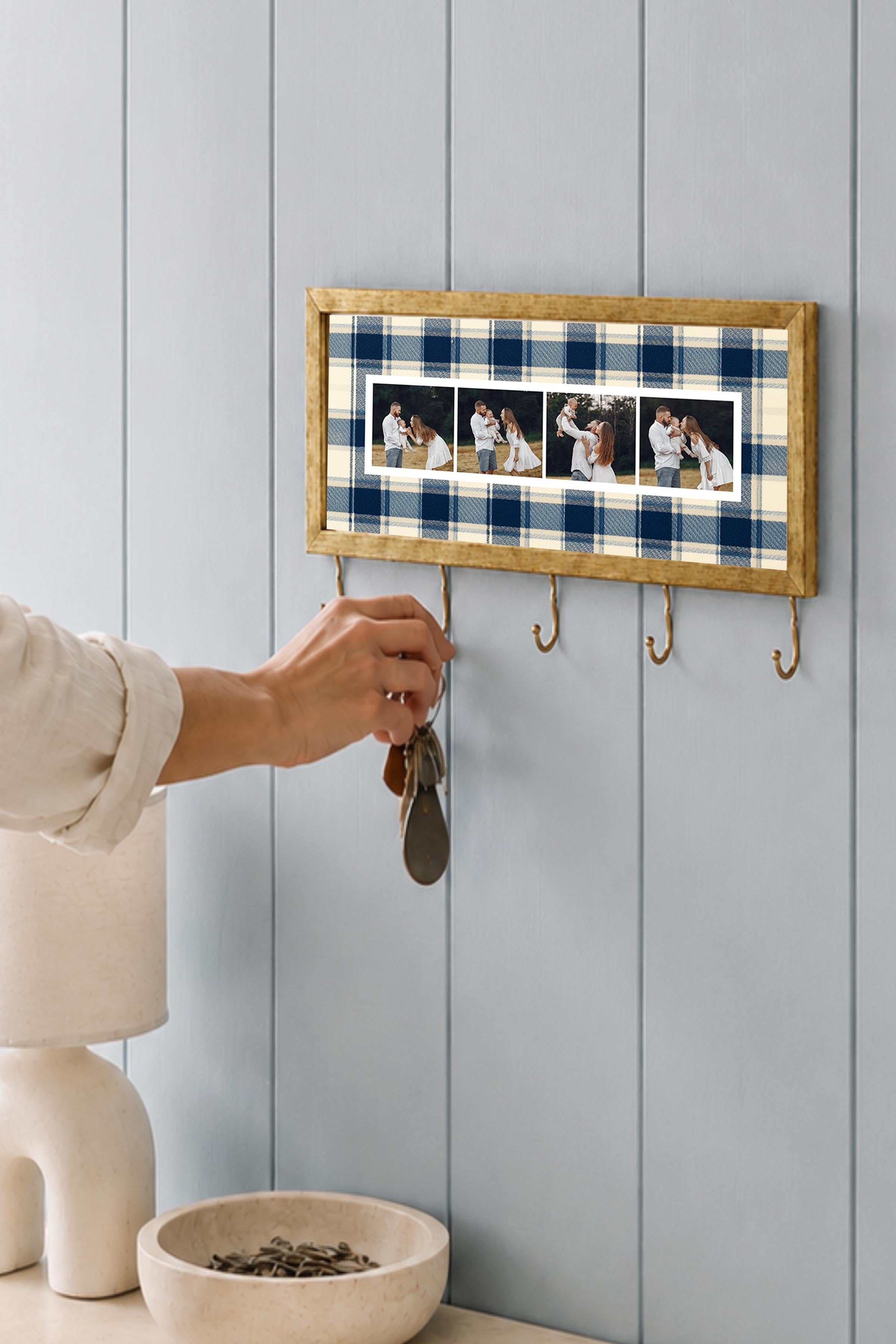 Kişiye Özel Tablo Anahtarlık, Photobooth Stili Gold Fotoğraf Çerçevesi, Vintage Duvar Dekoru