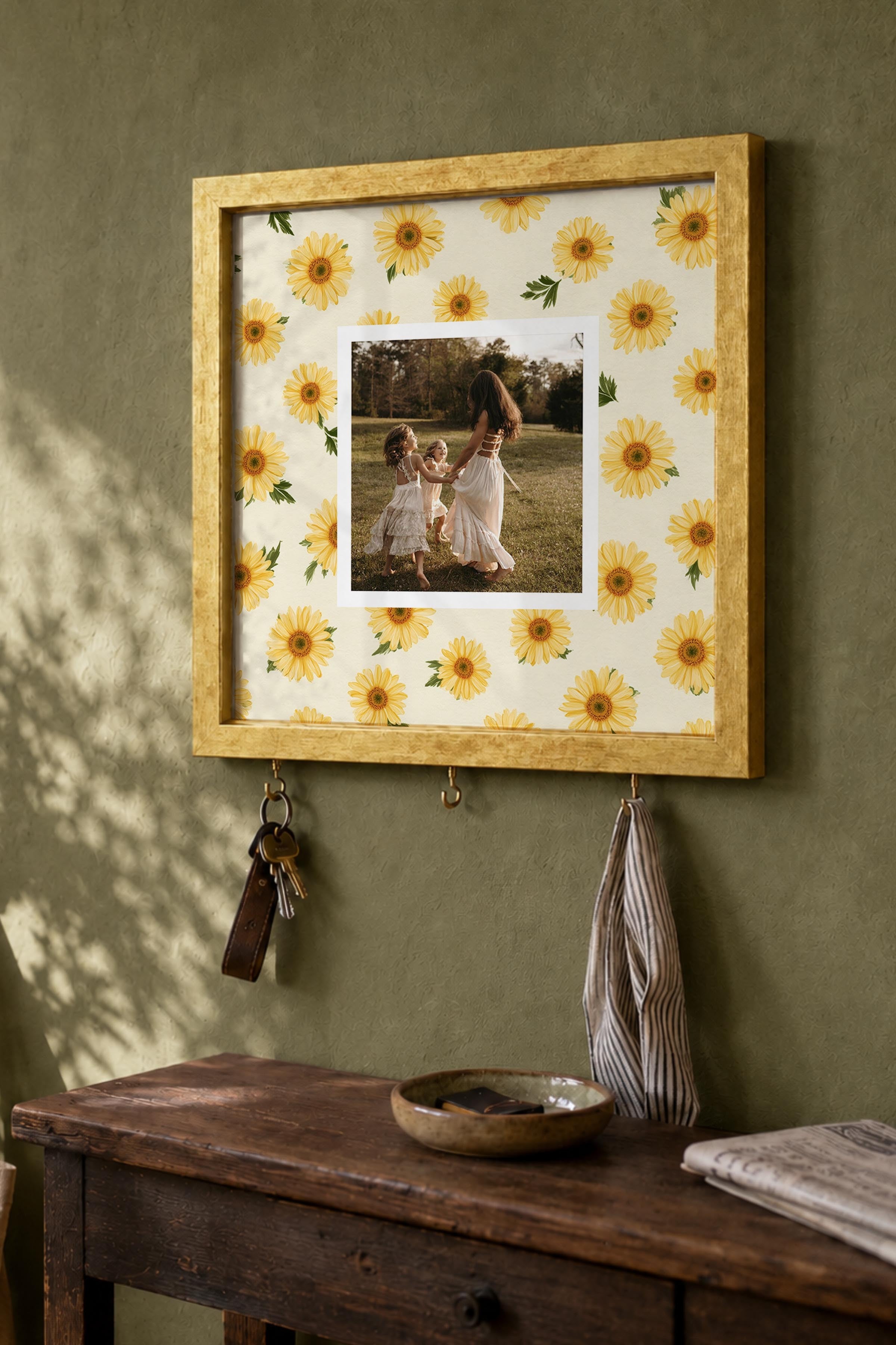 Kişiye Özel Tablo Anahtarlık, Photobooth Stili Gold Fotoğraf Çerçevesi, Vintage Duvar Dekoru