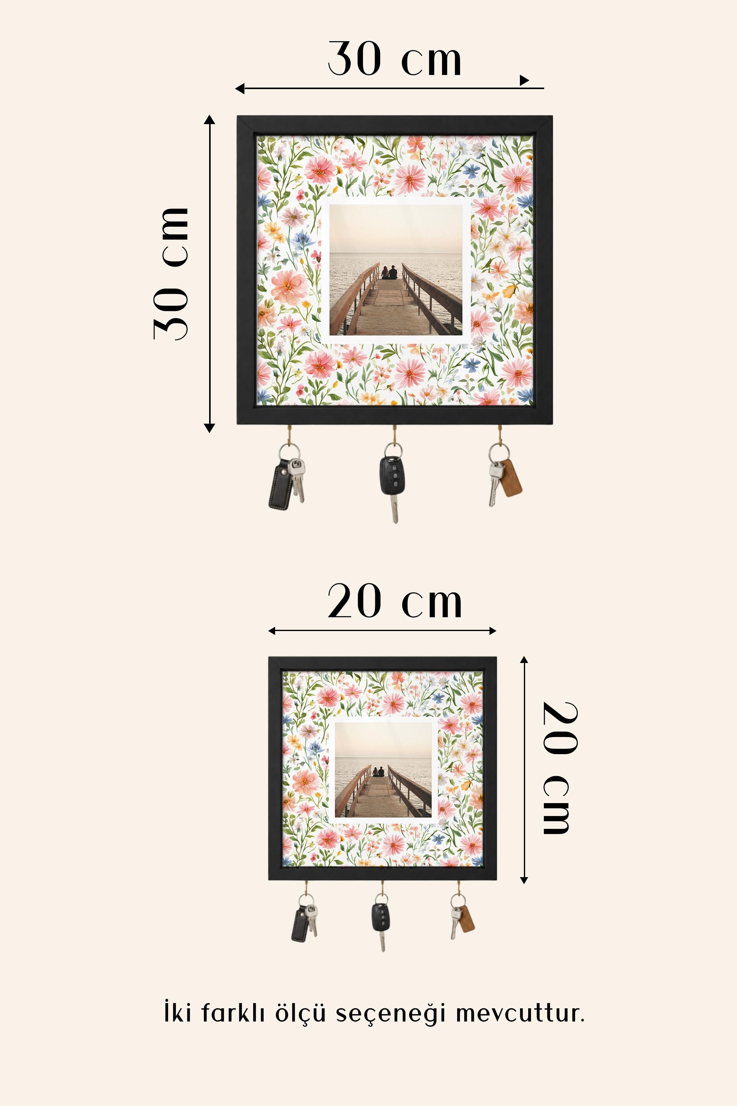 Kişiye Özel Tablo Anahtarlık, Photobooth Stili Gold Fotoğraf Çerçevesi, Vintage Duvar Dekoru