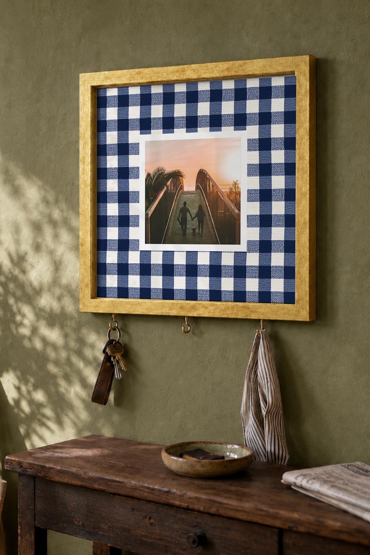 Kişiye Özel Tablo Anahtarlık, Photobooth Stili Gold Fotoğraf Çerçevesi, Vintage Duvar Dekoru