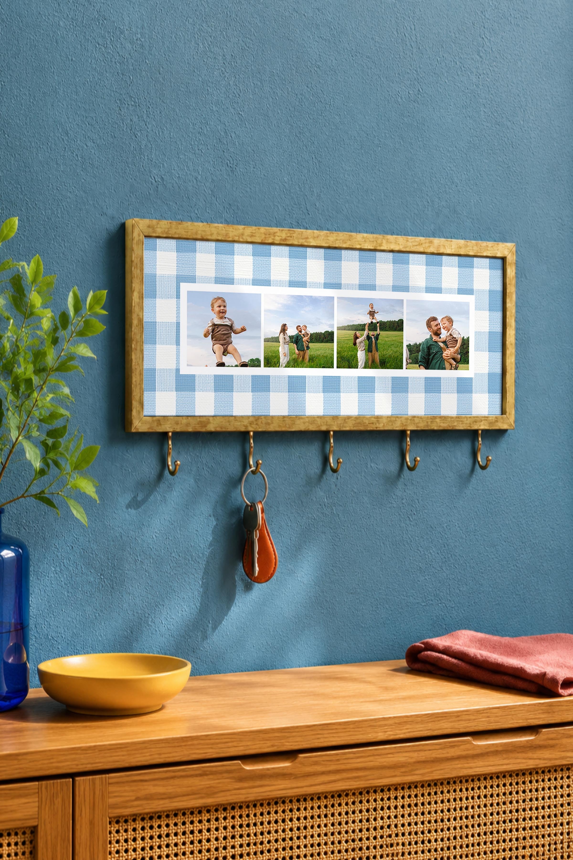 Kişiye Özel Tablo Anahtarlık, Photobooth Stili Gold Fotoğraf Çerçevesi, Vintage Duvar Dekoru