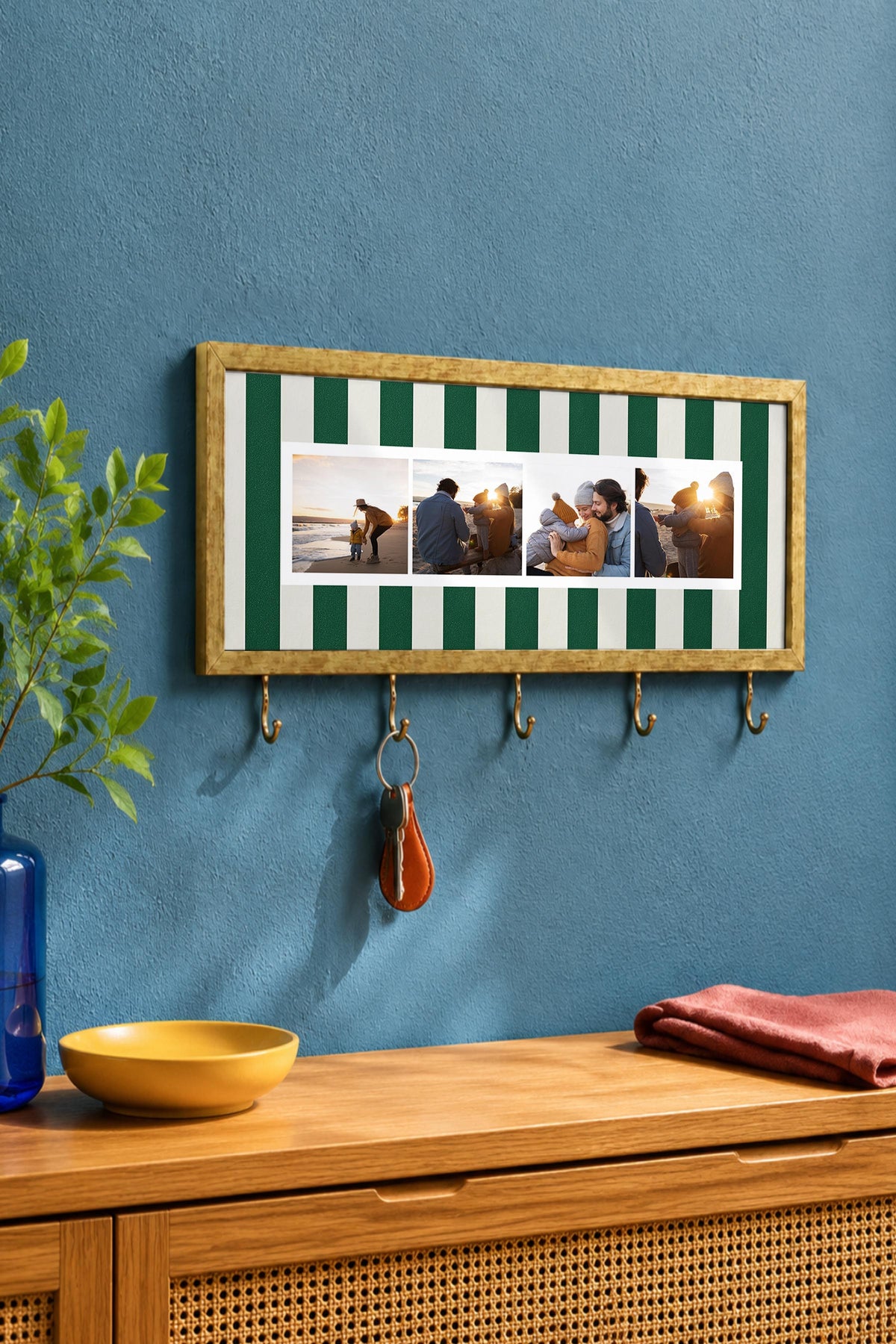 Kişiye Özel Tablo Anahtarlık, Photobooth Stili Gold Fotoğraf Çerçevesi, Vintage Duvar Dekoru