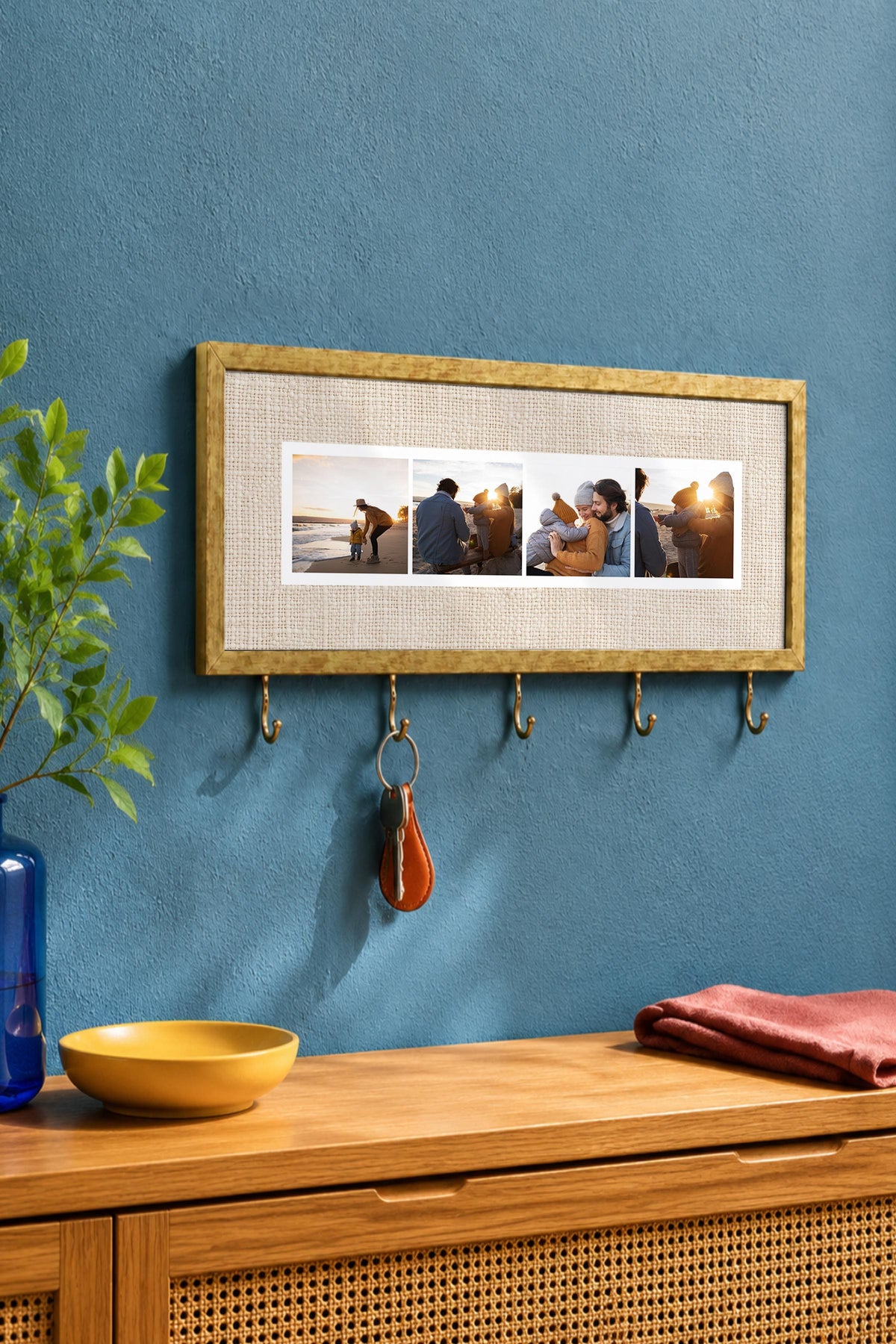 Kişiye Özel Tablo Anahtarlık, Photobooth Stili Gold Fotoğraf Çerçevesi, Vintage Duvar Dekoru