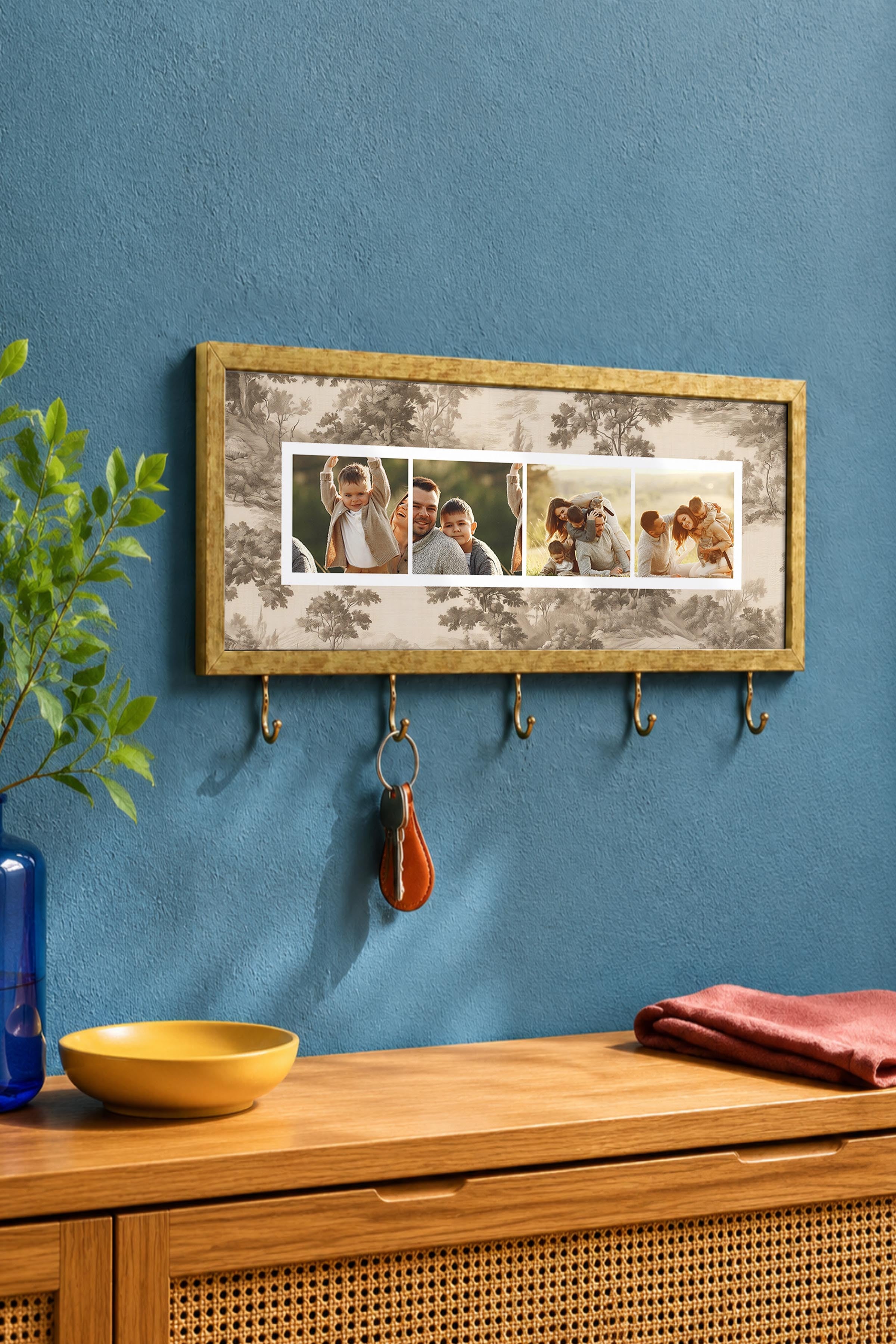 Kişiye Özel Tablo Anahtarlık, Photobooth Stili Gold Fotoğraf Çerçevesi, Vintage Duvar Dekoru