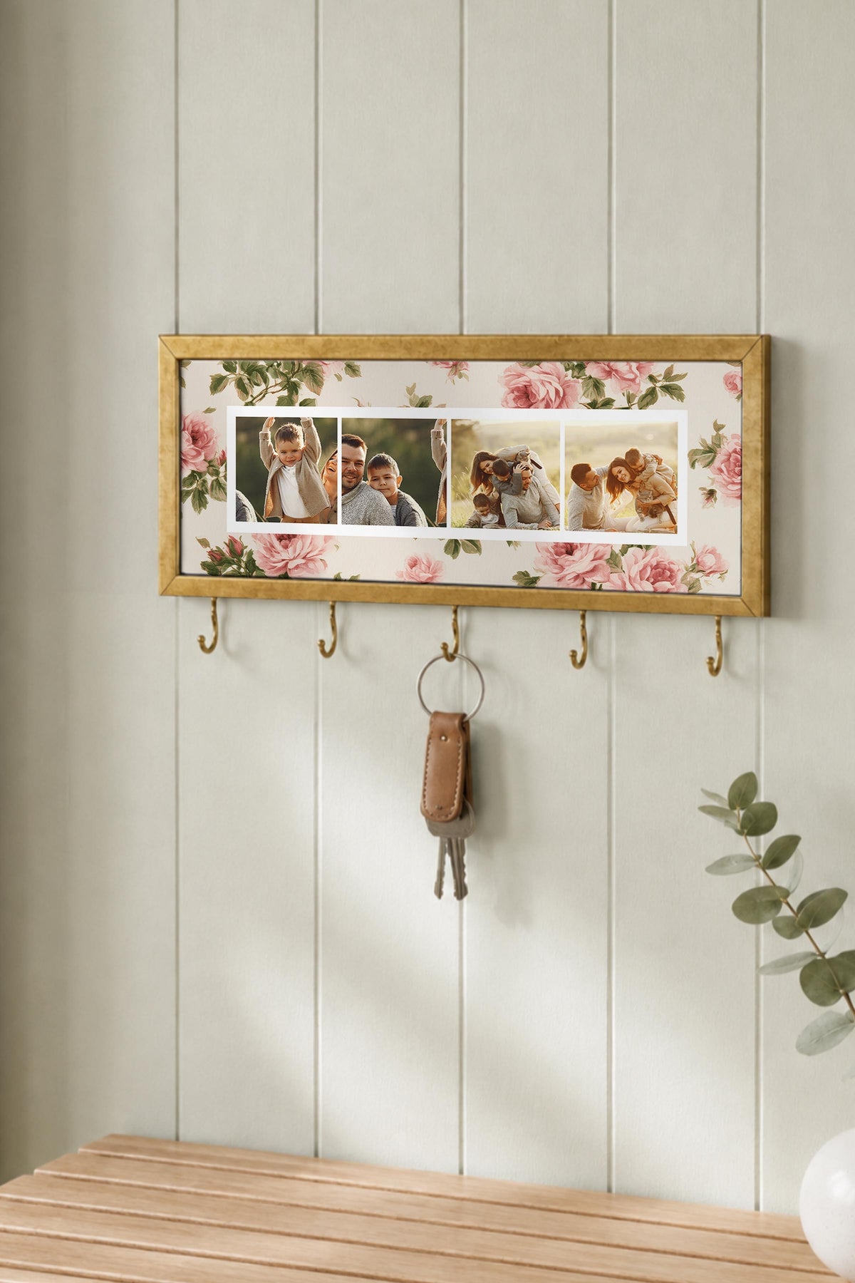 Kişiye Özel Tablo Anahtarlık, Photobooth Stili Gold Fotoğraf Çerçevesi, Vintage Duvar Dekoru