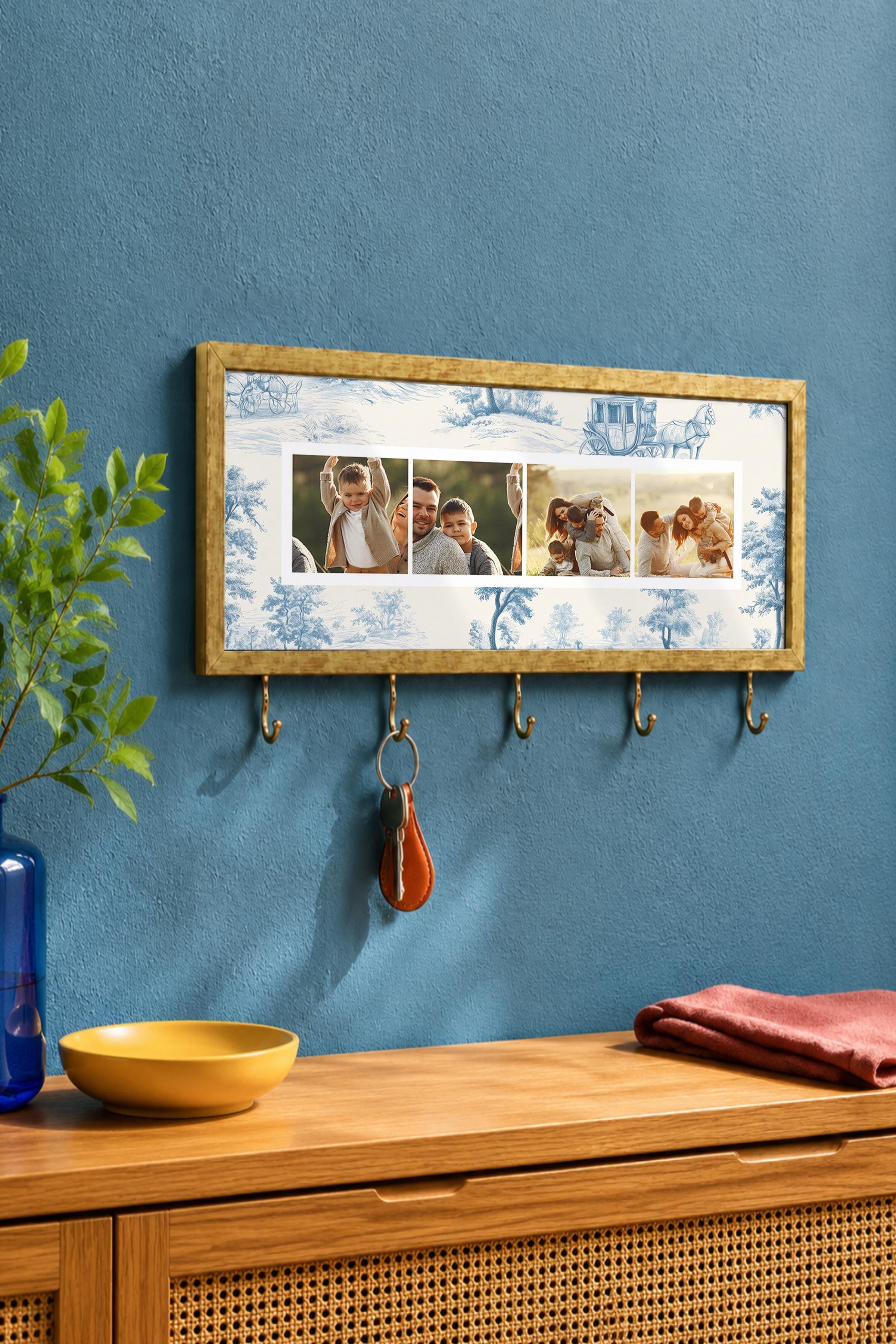 Kişiye Özel Tablo Anahtarlık, Photobooth Stili Gold Fotoğraf Çerçevesi, Vintage Duvar Dekoru
