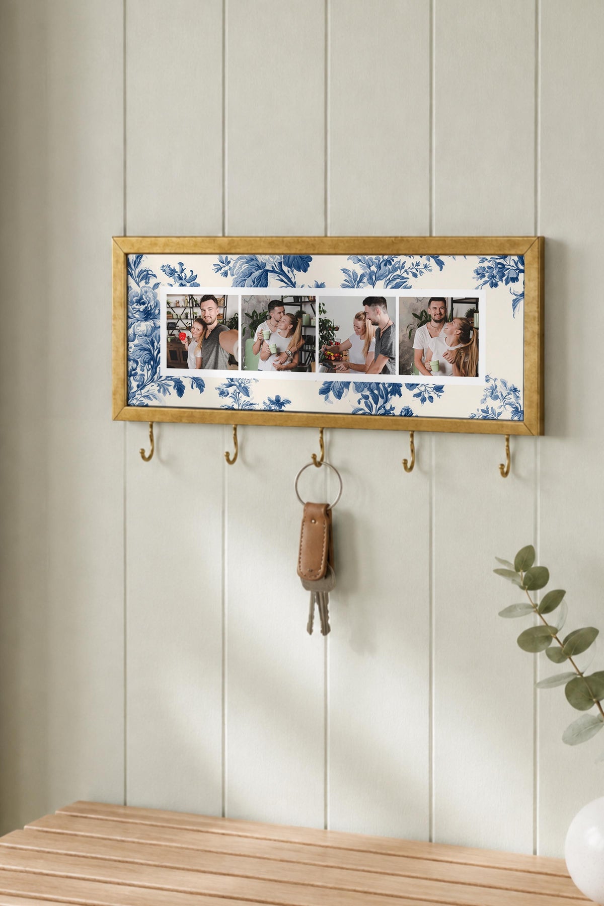 Kişiye Özel Tablo Anahtarlık, Photobooth Stili Gold Fotoğraf Çerçevesi, Vintage Duvar Dekoru